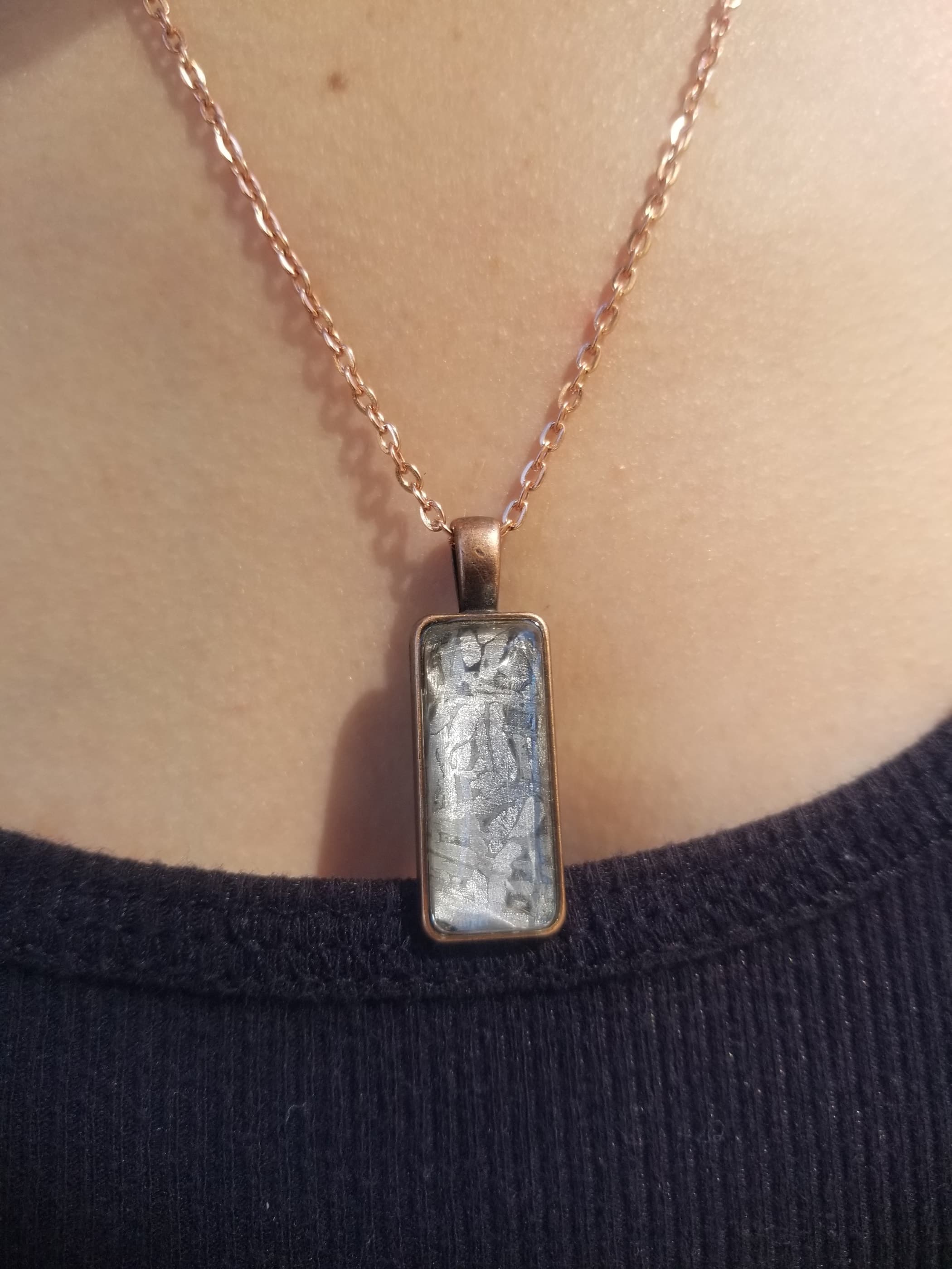 Unique Aletai Meteorite Sphere Presented in Sterling Silver Angel Wings Pendant - Widmanstätten Pattern