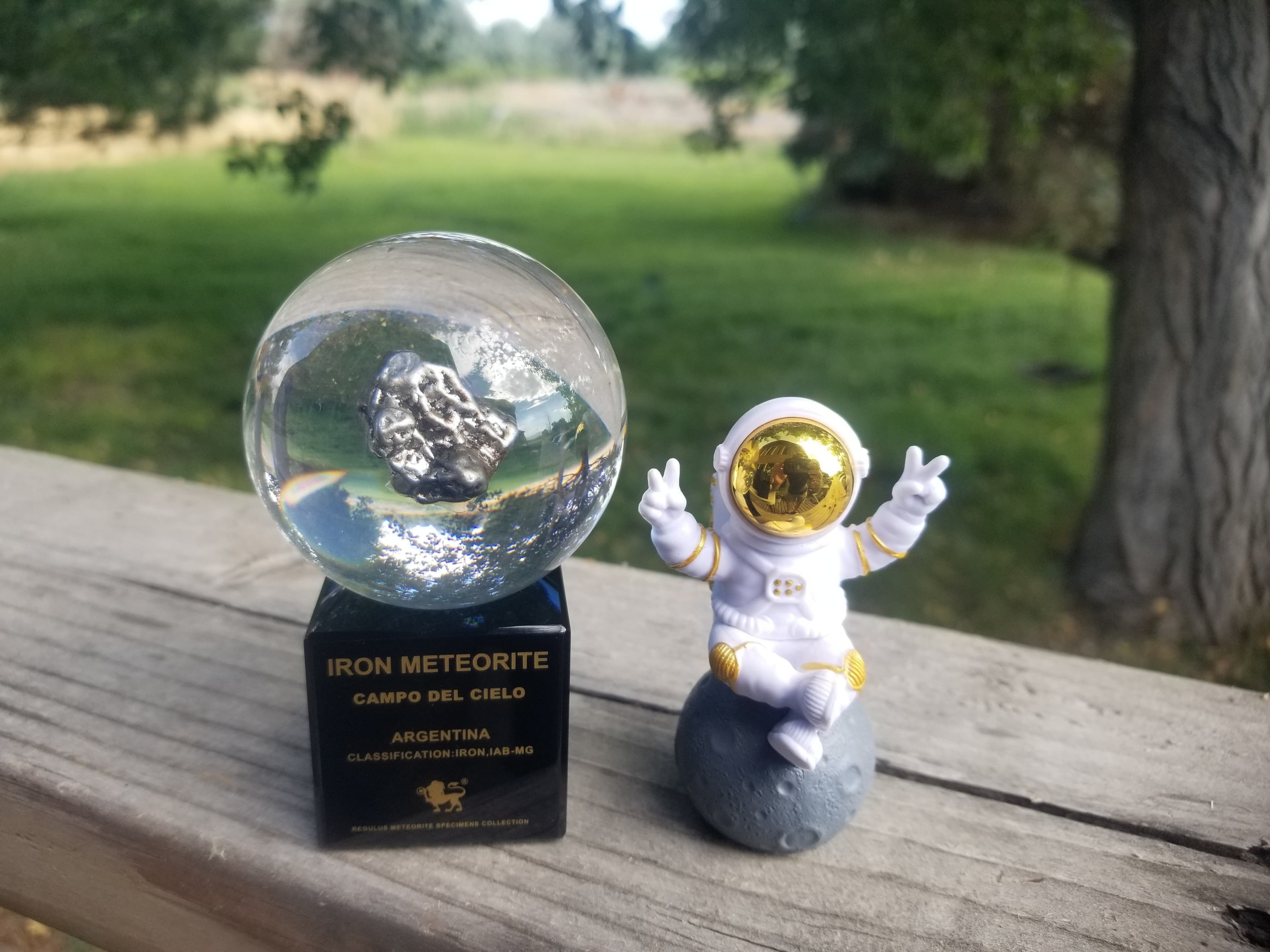 Beautiful Collectible Meteorite in 60mm Sphere and Spaceman Figure Set