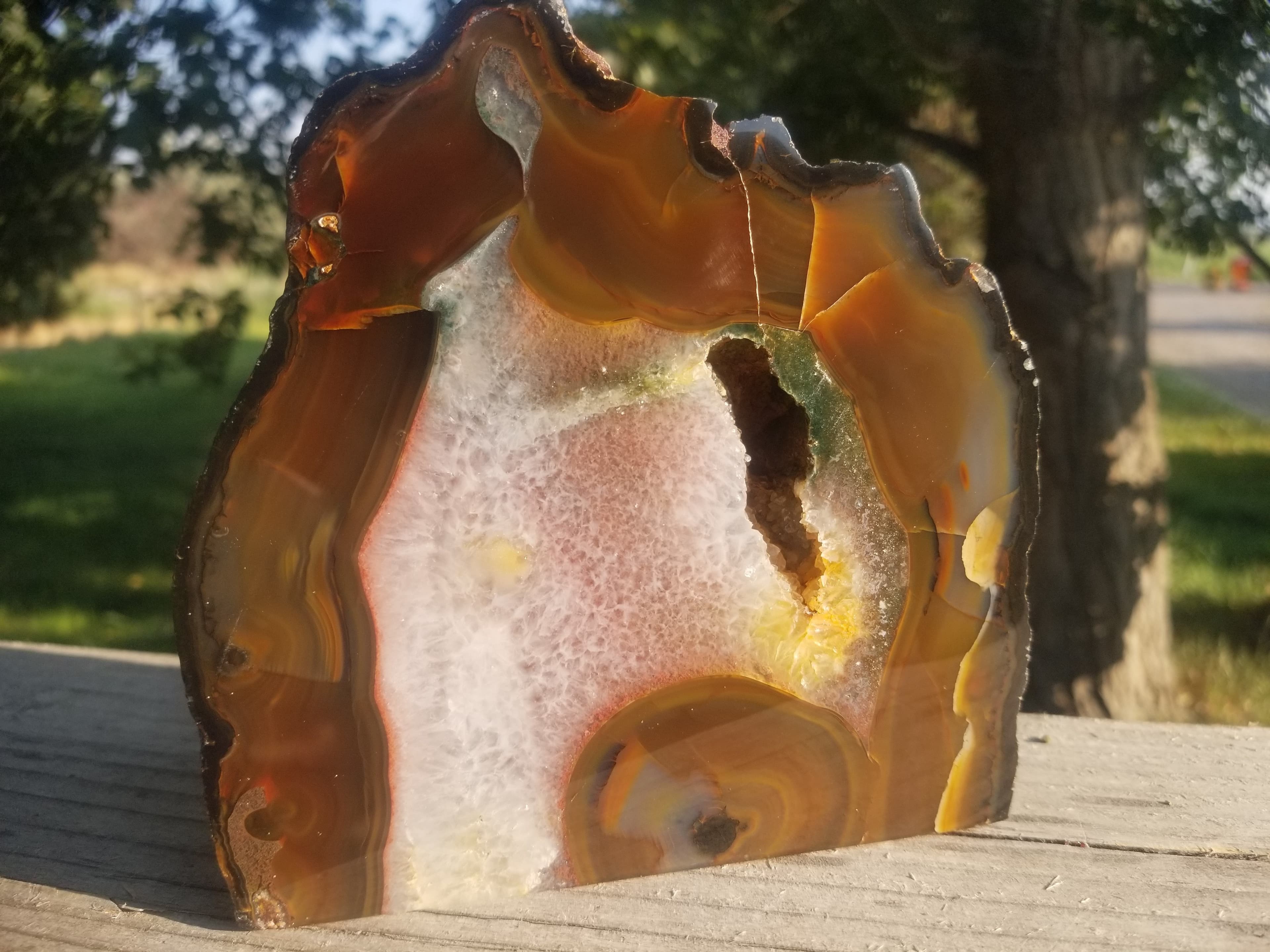 Beautiful Large Polished Brazil Agate Geode Upright/Bookend Display 3+Lb Natural Unique