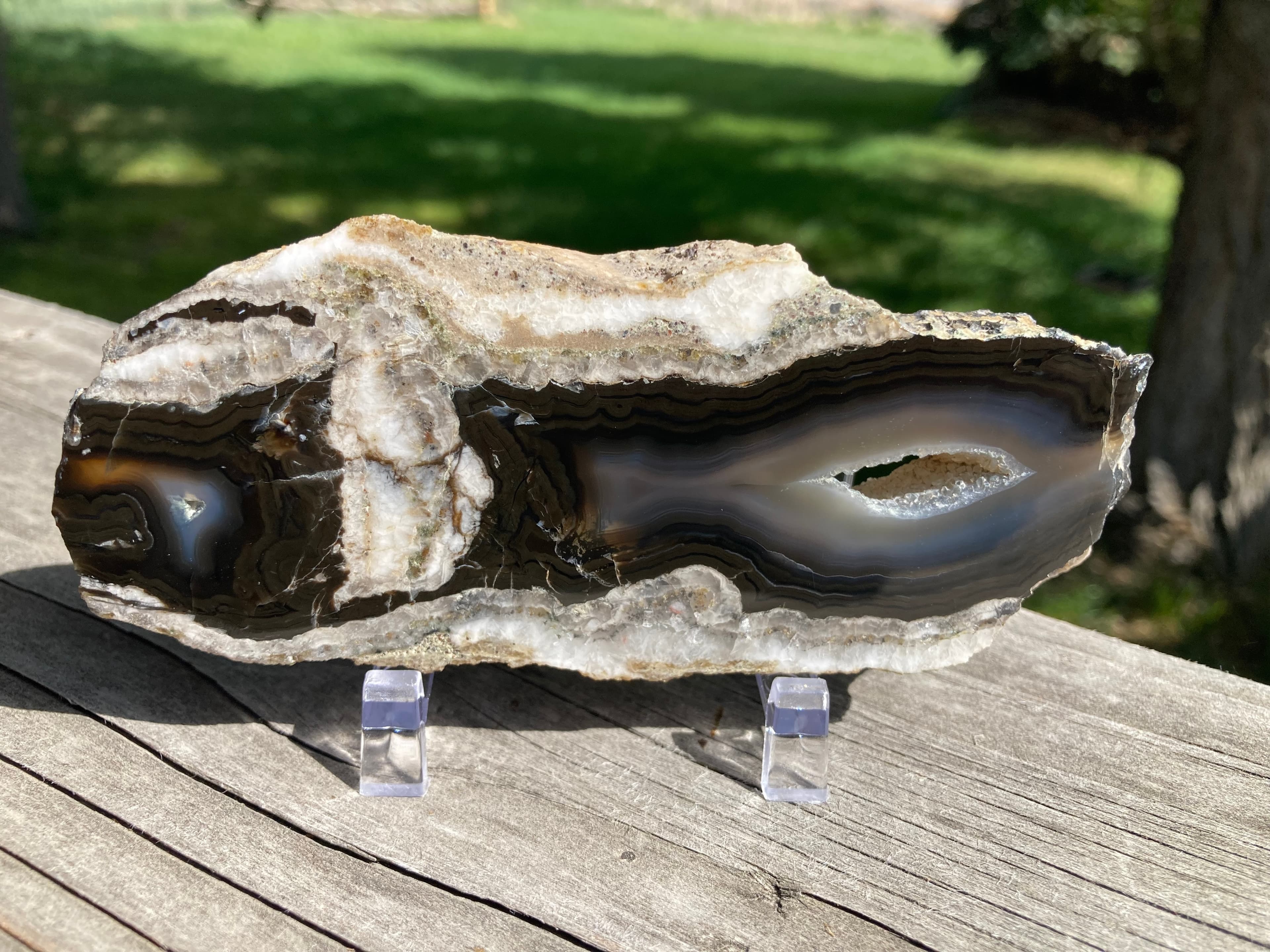Beautiful Large TRUE Black Onyx Banded Agate Polished End Cut Utah