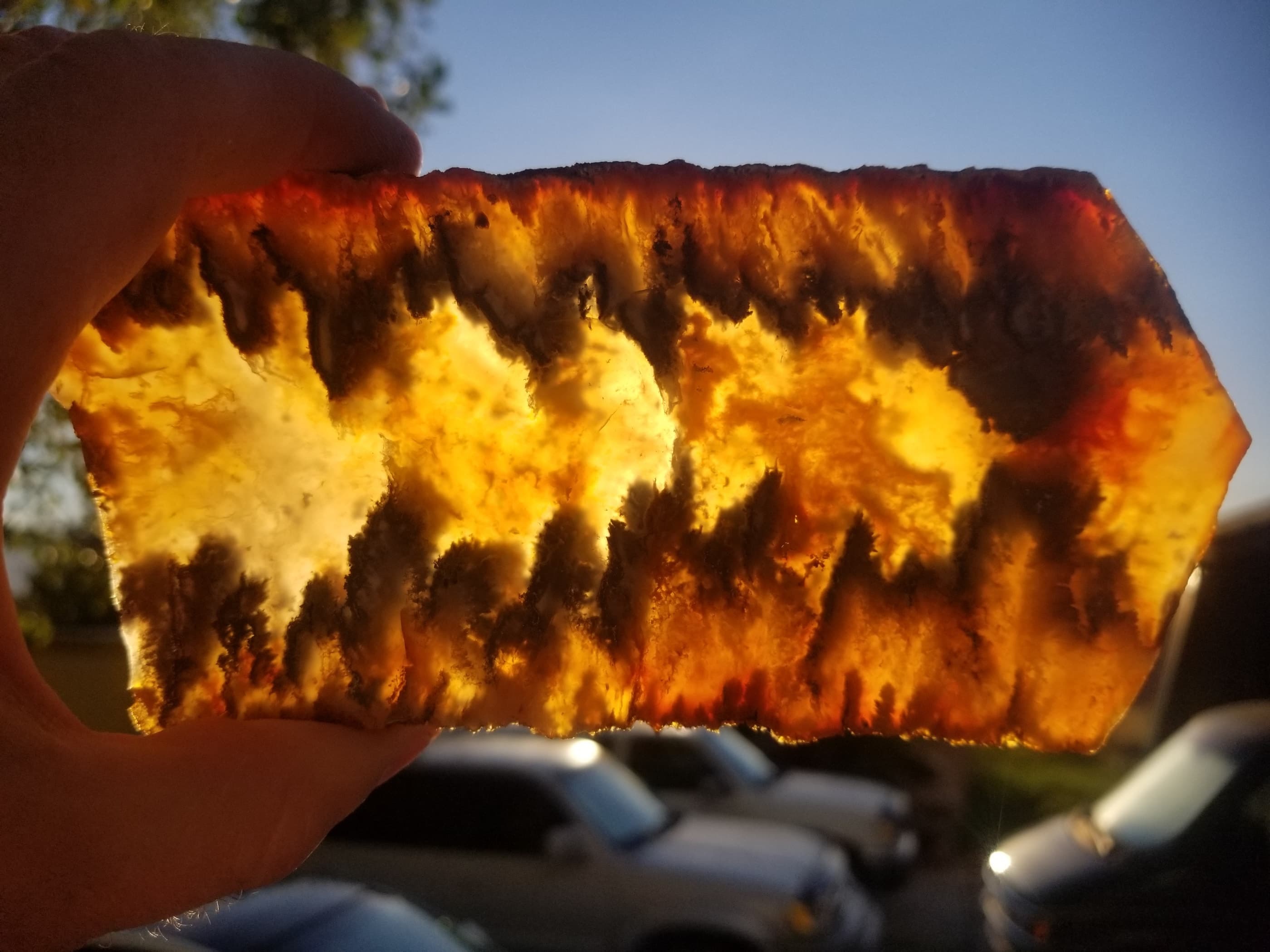 Polished Graveyard Point Plume Moss Agate w/Pyrite Specimen Slab 171g 6x3"