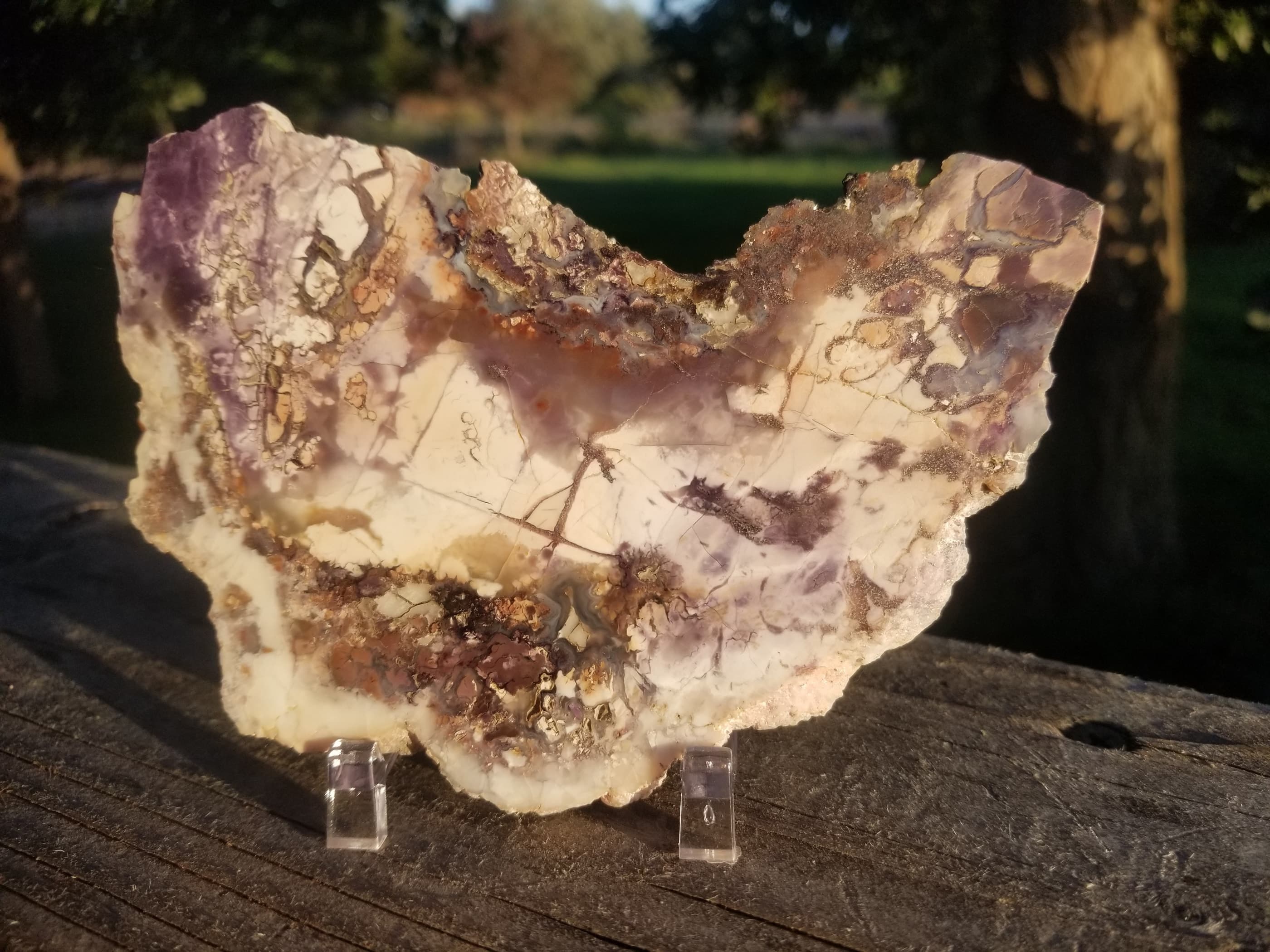 Nice Brecciated Tiffany Stone Polished Slab w/Felt Backer - Bertrandite