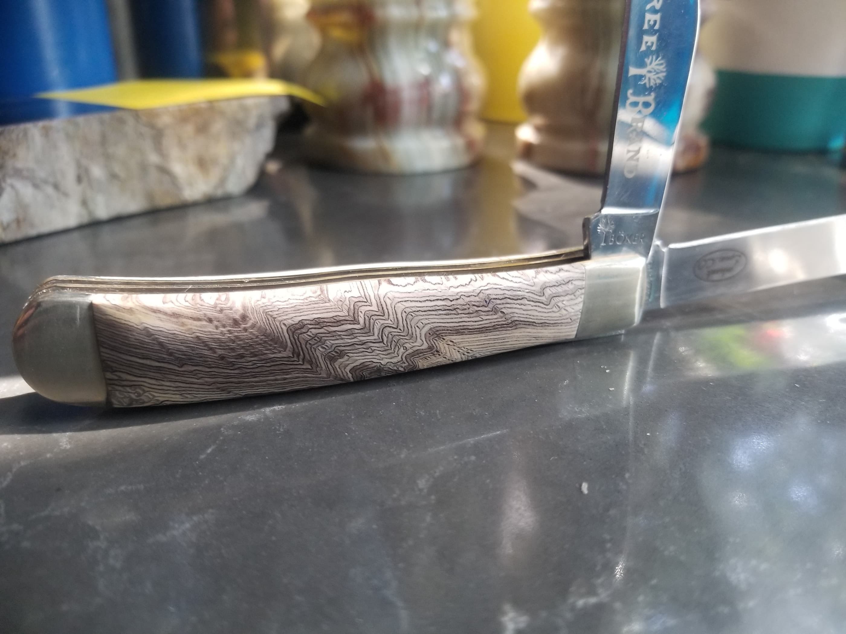 Hell's Canyon Petrified Wood Handle Folding Utility Pocket Knife - 3.5β Handle