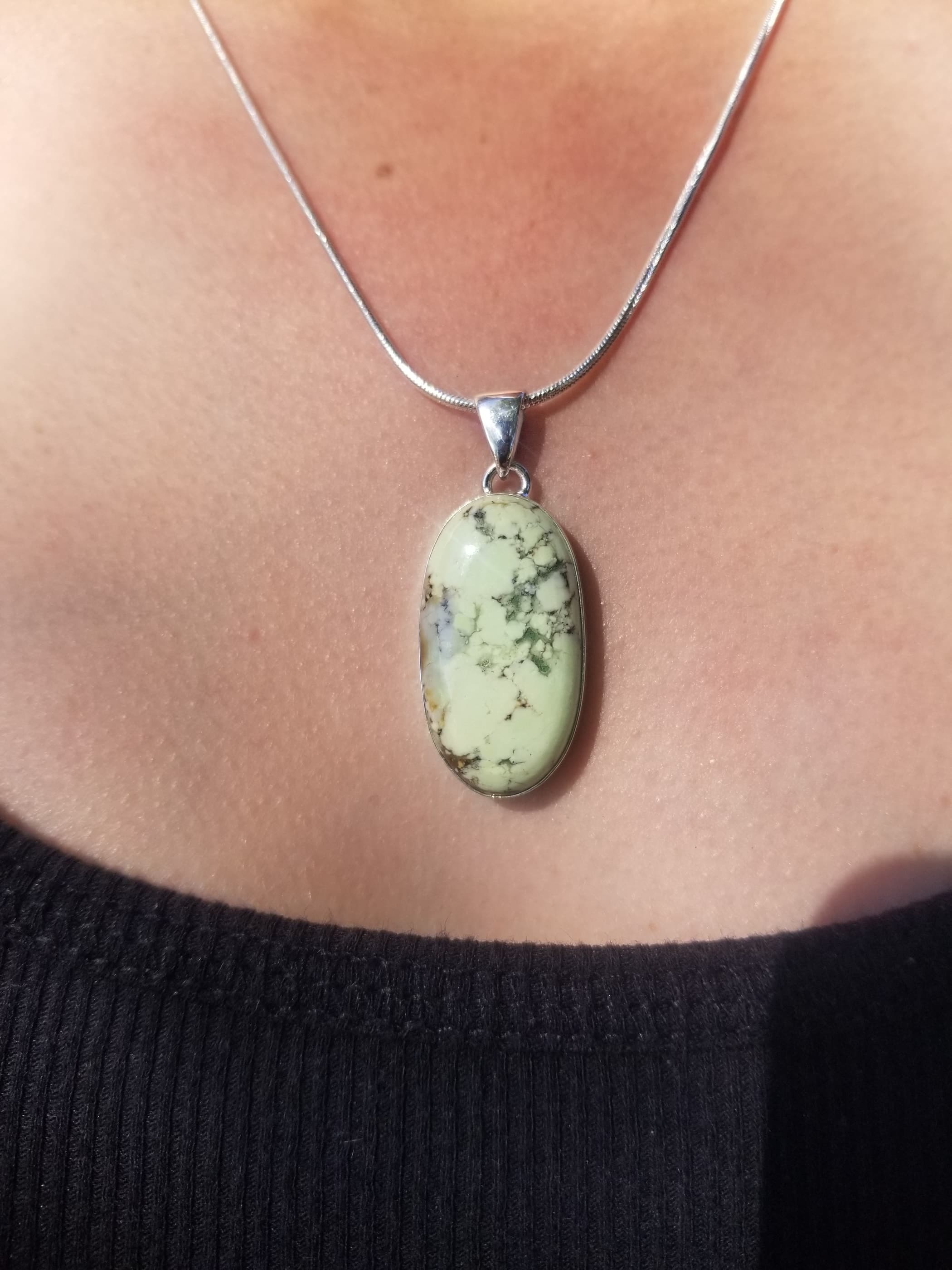 Lemon Chrysoprase Citron Pendant Set in Sterling Silver - Chain Included