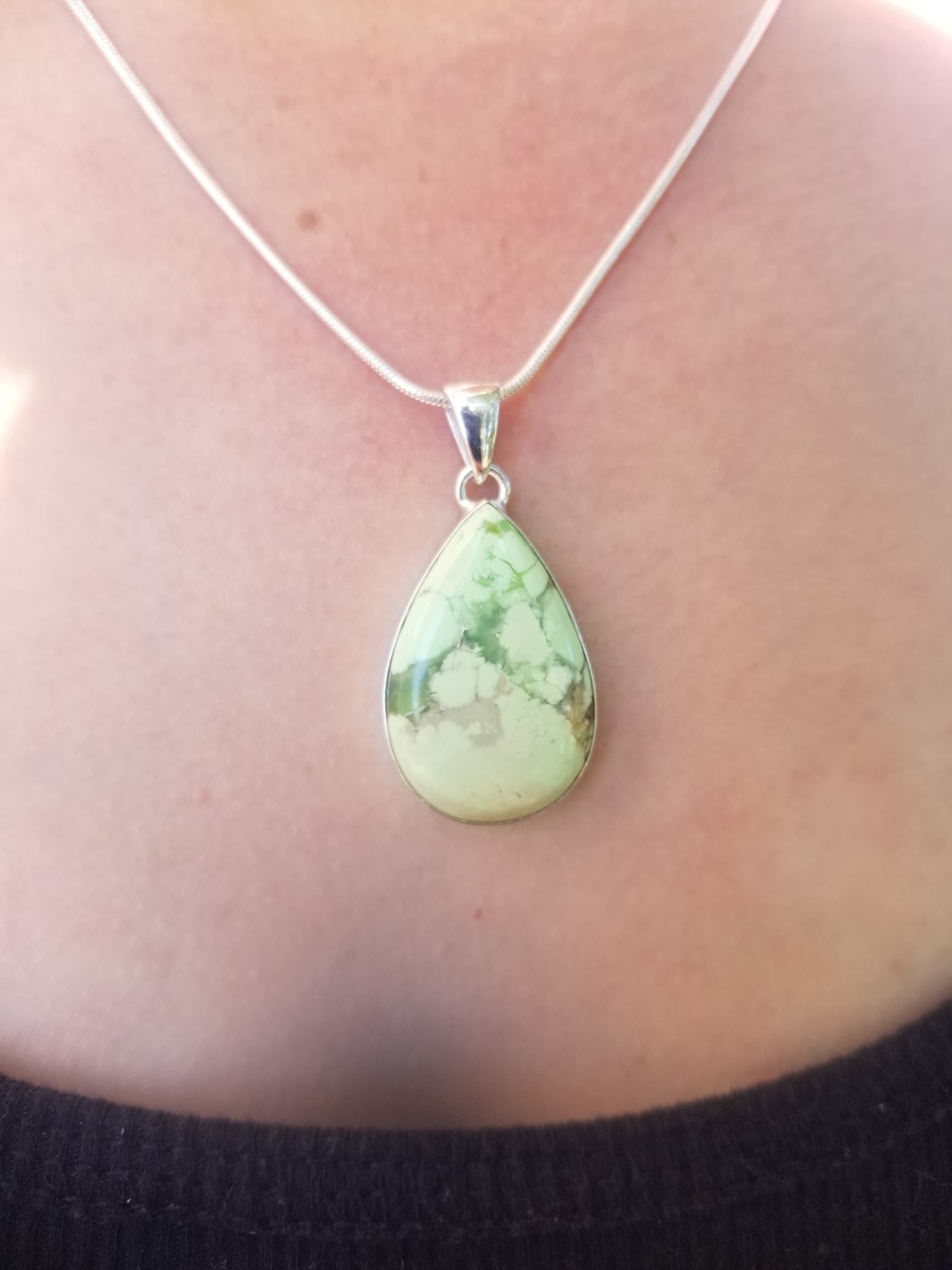 Lemon Chrysoprase Citron Pendant Set in Sterling Silver - Chain Included
