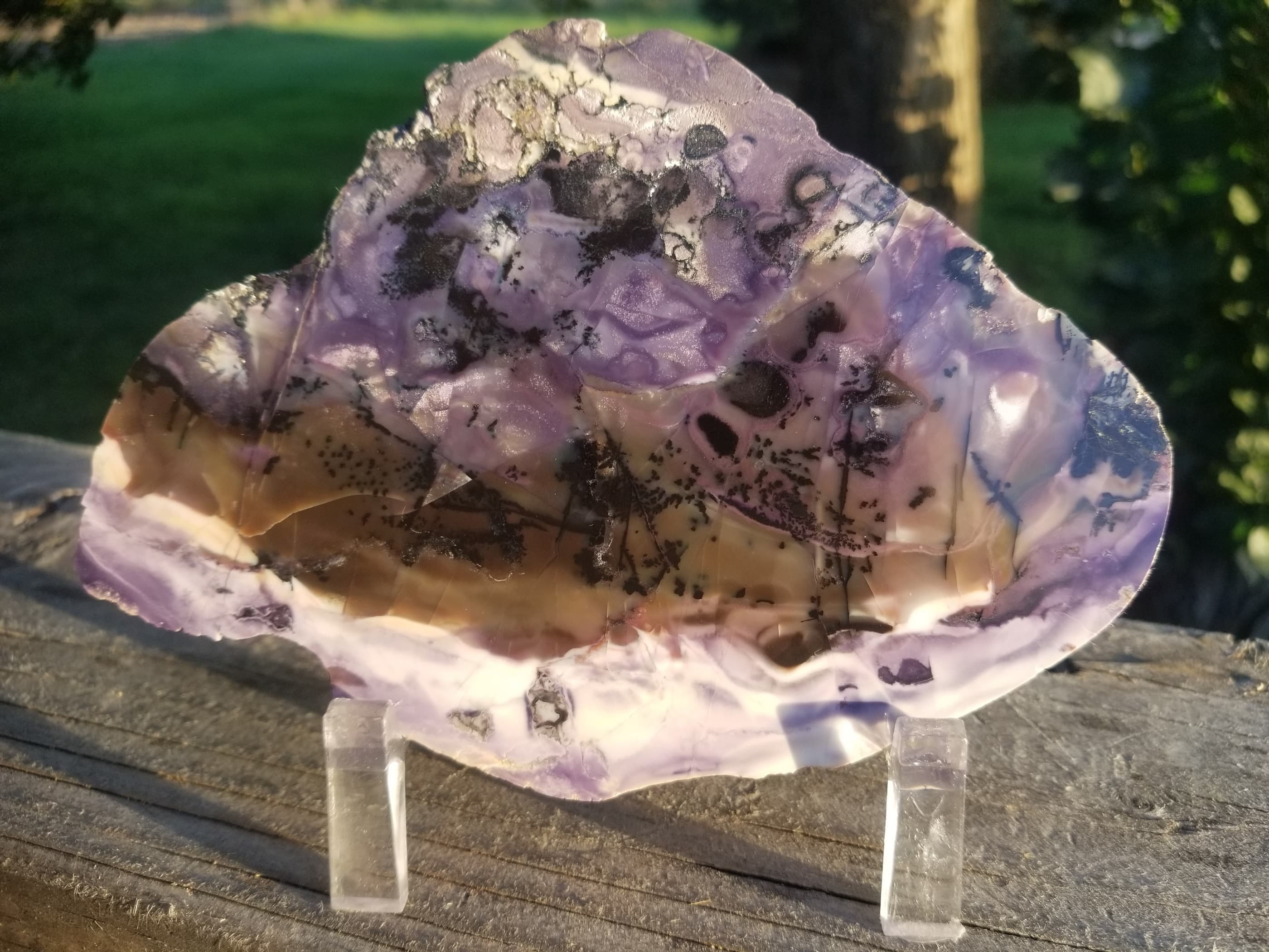 Nice Brecciated Tiffany Stone Polished Slab w/Felt Backer - Bertrandite