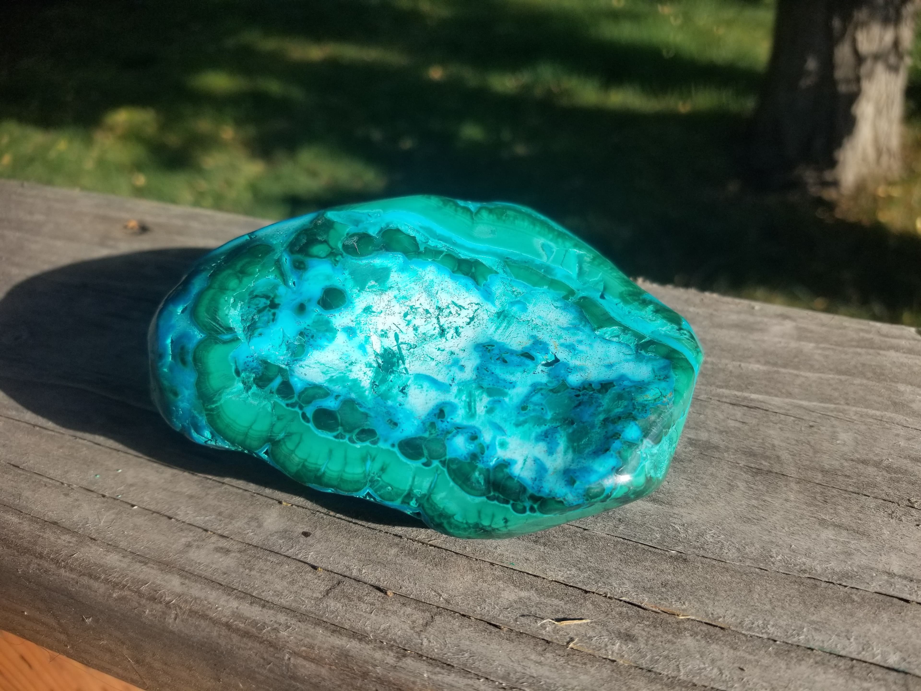 Nice Freeform Polished Azurite/Malachite Specimen Natural Patterns Colors Botryoidals 1+Lb