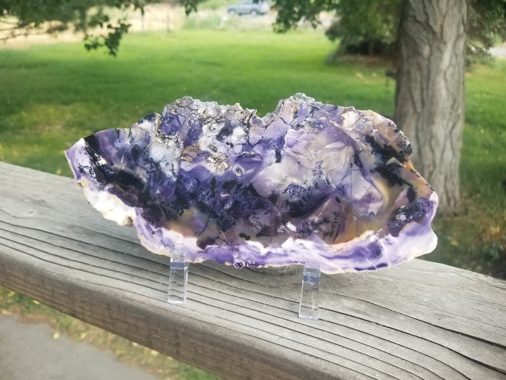 Nice Large Brecciated Tiffany Stone Polished Slab Deep Purples w/Felt Backer - Bertrandite