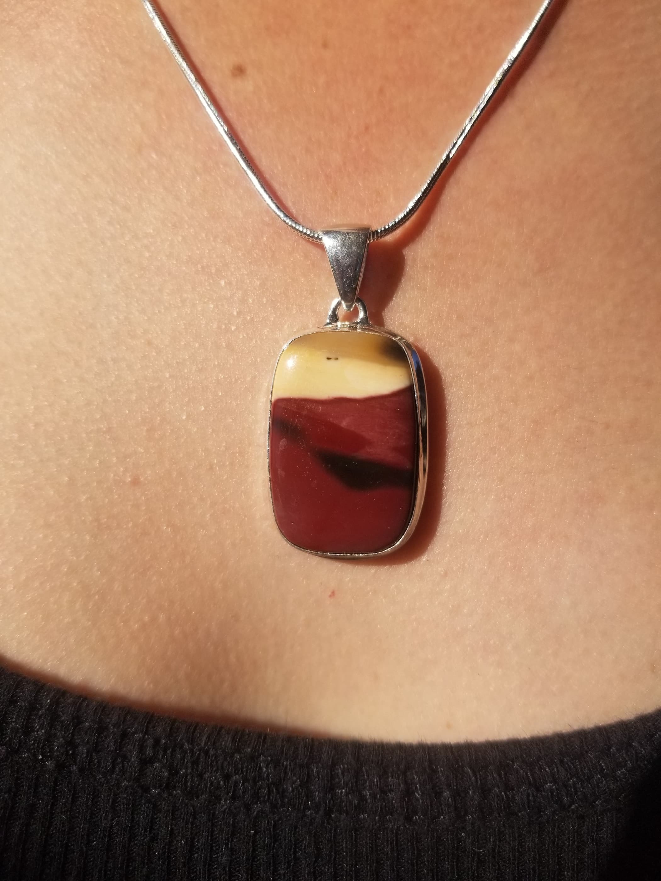 Nice Multicolor Mookaite Pendant Set in Sterling Silver - Chain Included