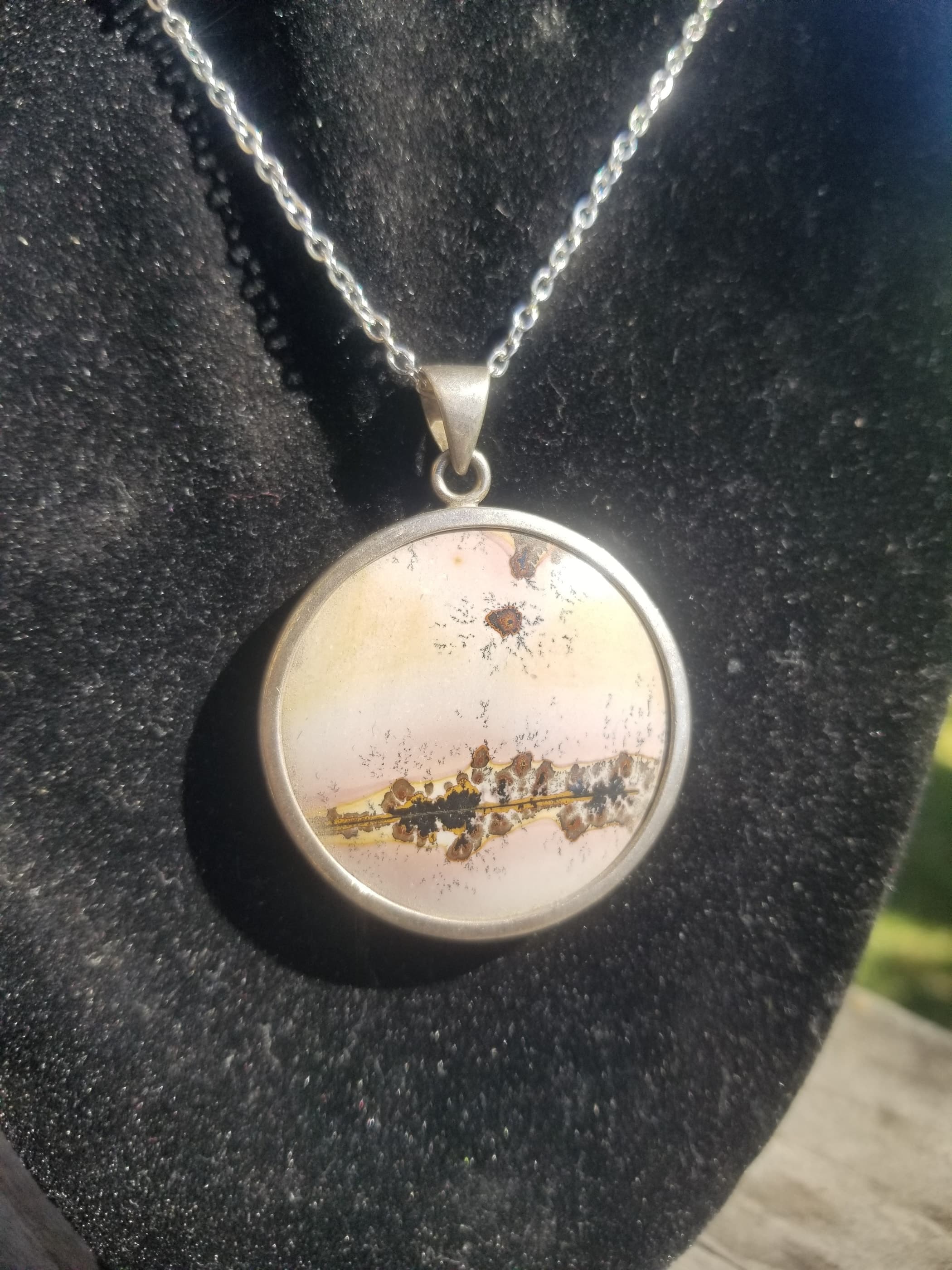 Picture Jasper Sterling Silver Pendant Old Collection - Chain Included