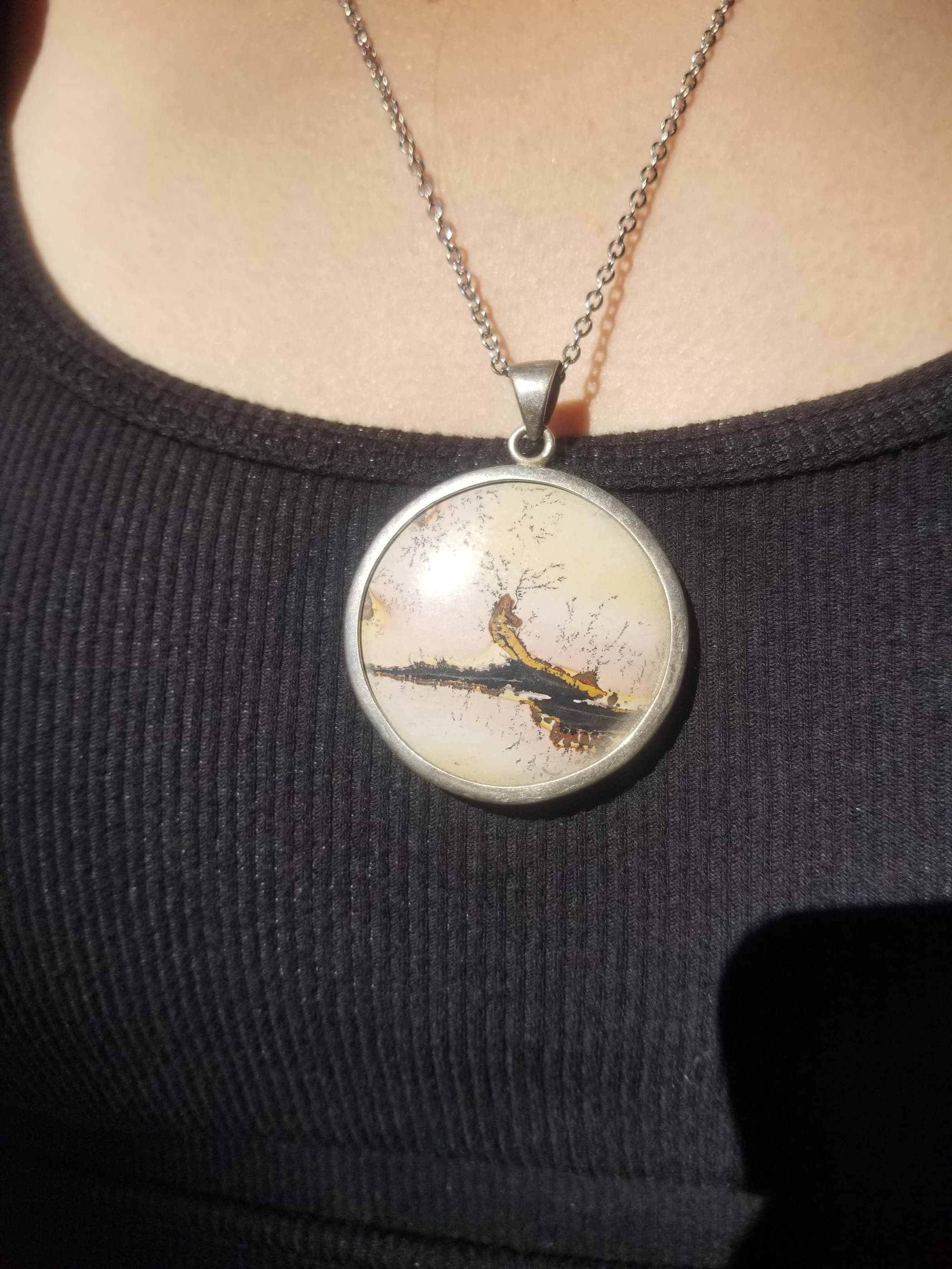Picture Jasper Sterling Silver Pendant Old Collection - Chain Included