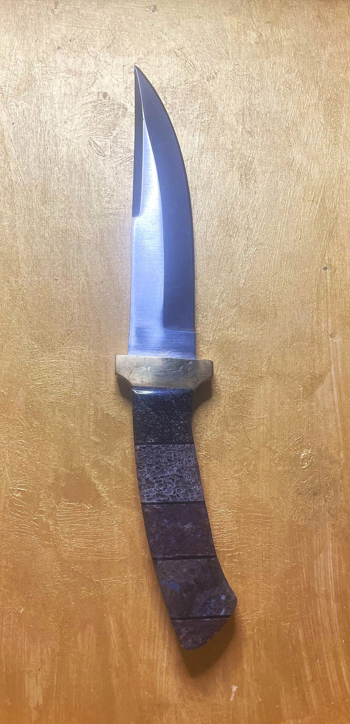 Dinosaur Gem Bone Handle Hunting Knife - 5" Blade x 5" Handle