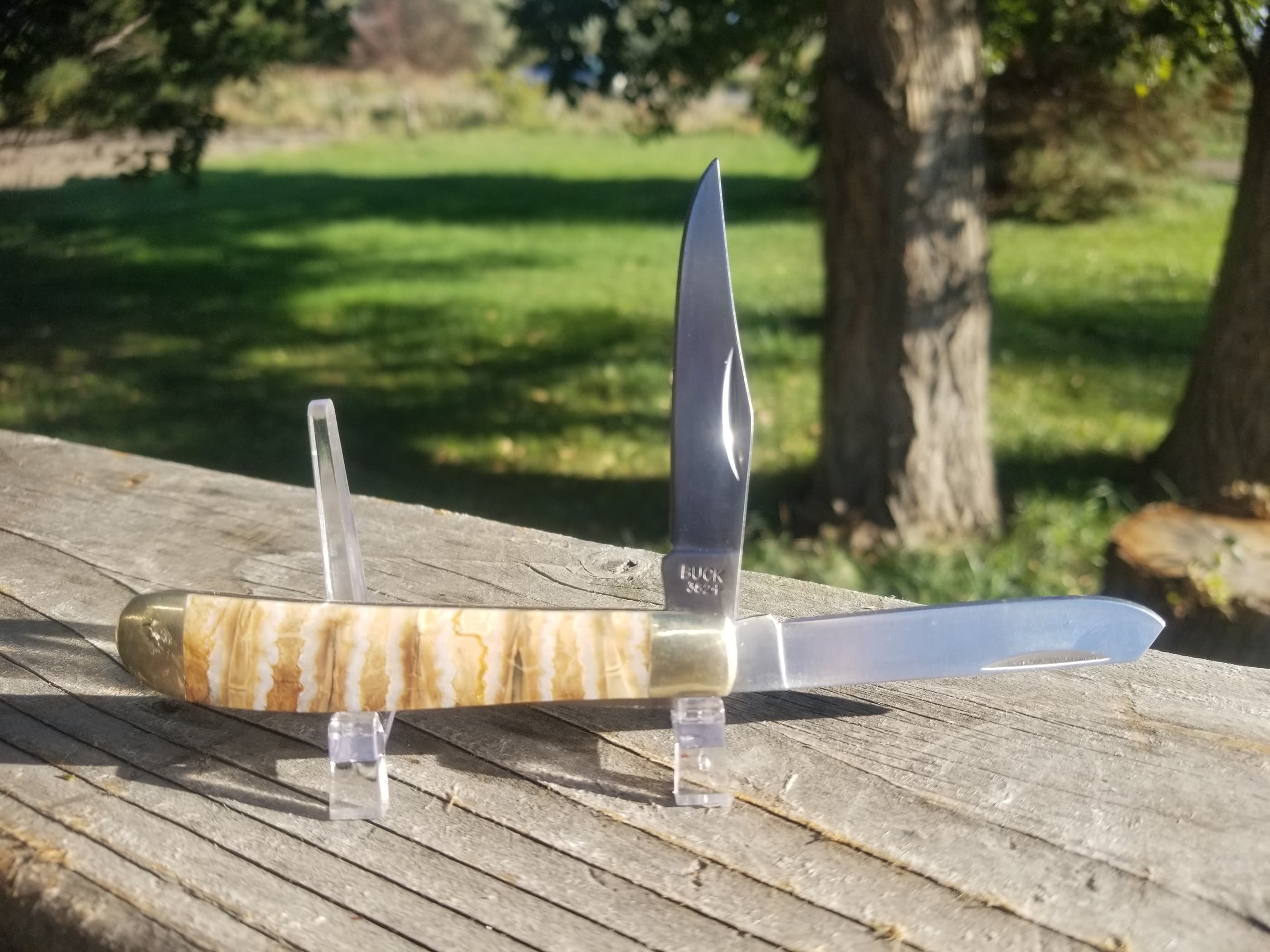 Nice Unique Mammoth Tooth Handle Folding Utility Knife- 3.5” Handle