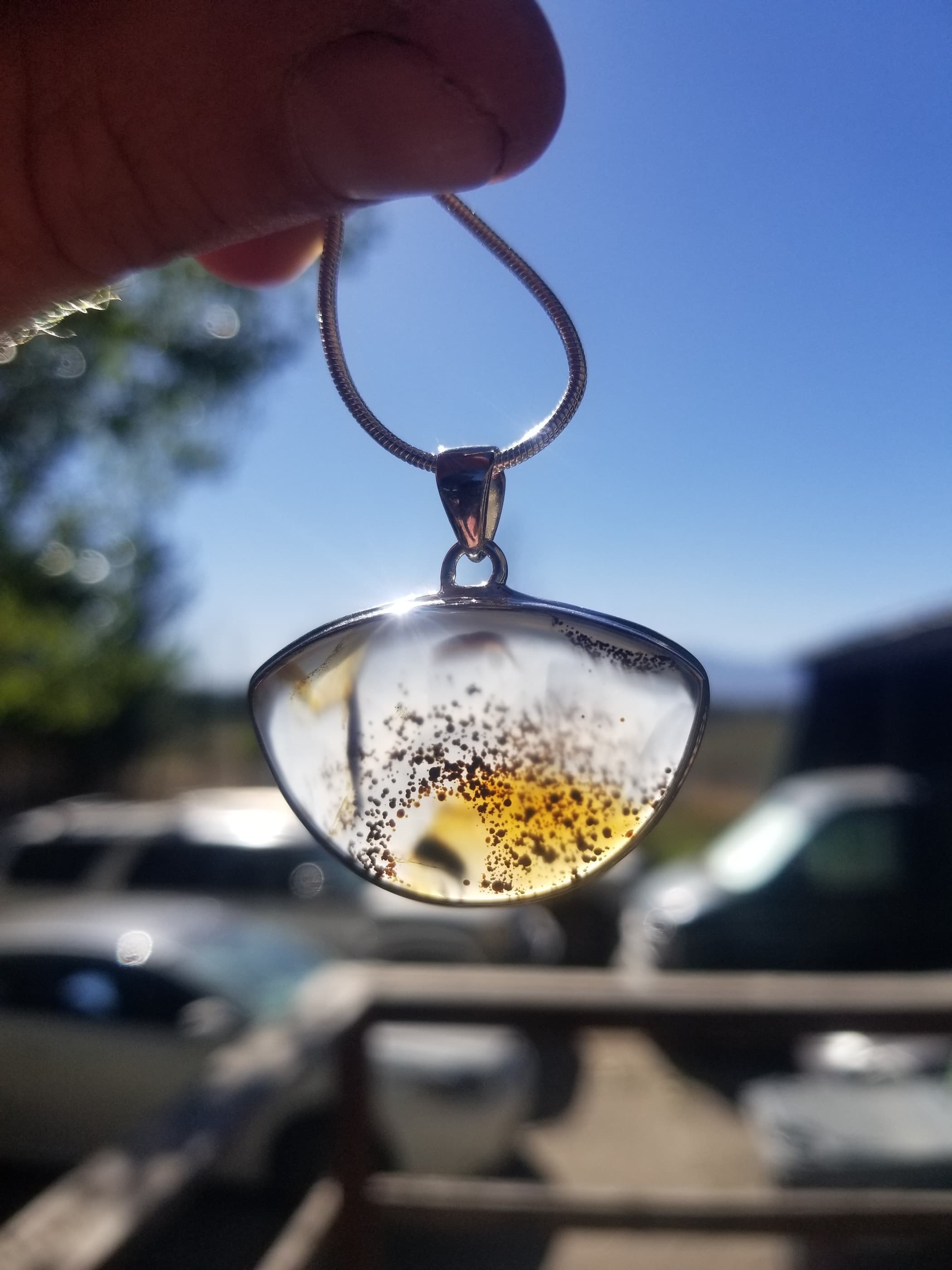 Translucent Montana Moss Agate Pendant Set in Sterling Silver - Chain Included
