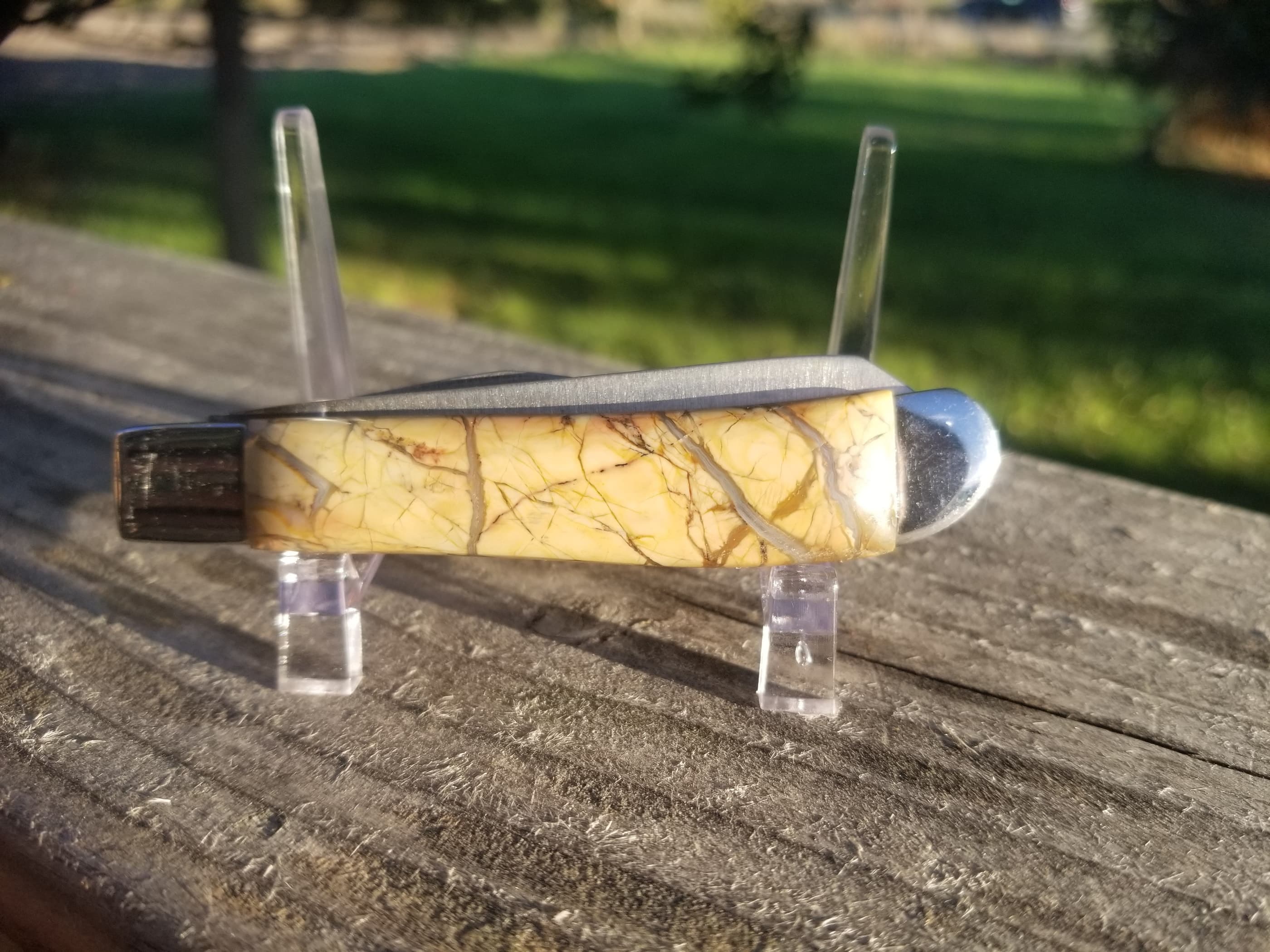 Unique Utah Jasper Handle Folding Utility Pocket Knife- 3.5β Handle