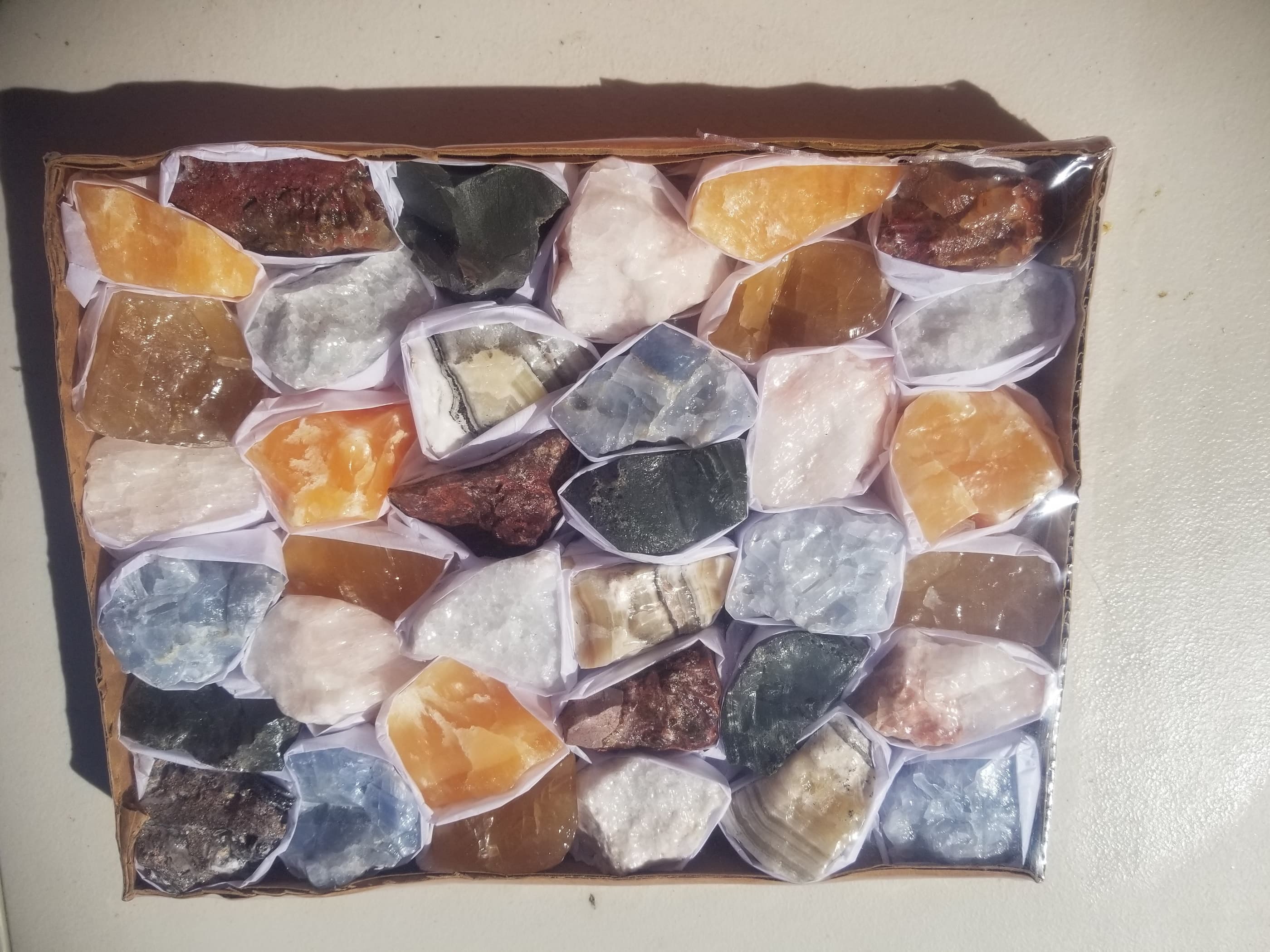 *Wholesale - Mixed Calcites Colorful Lots Large Flat 7.5Lb
