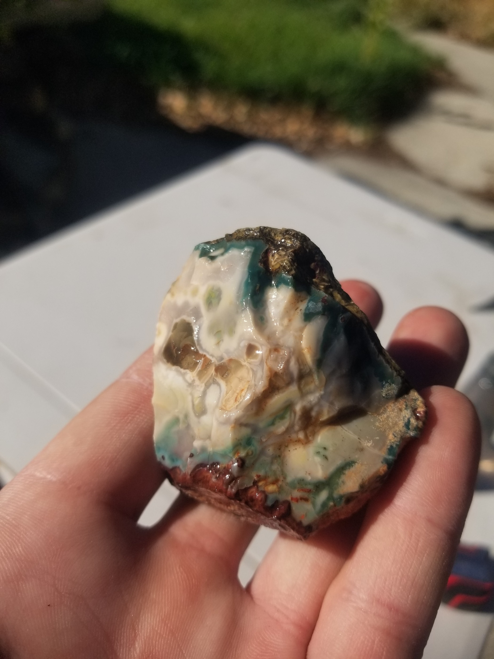 680g Lot Beautiful Idaho Sunset 1st Seam Jasper Agate Rough/Natural 7pc