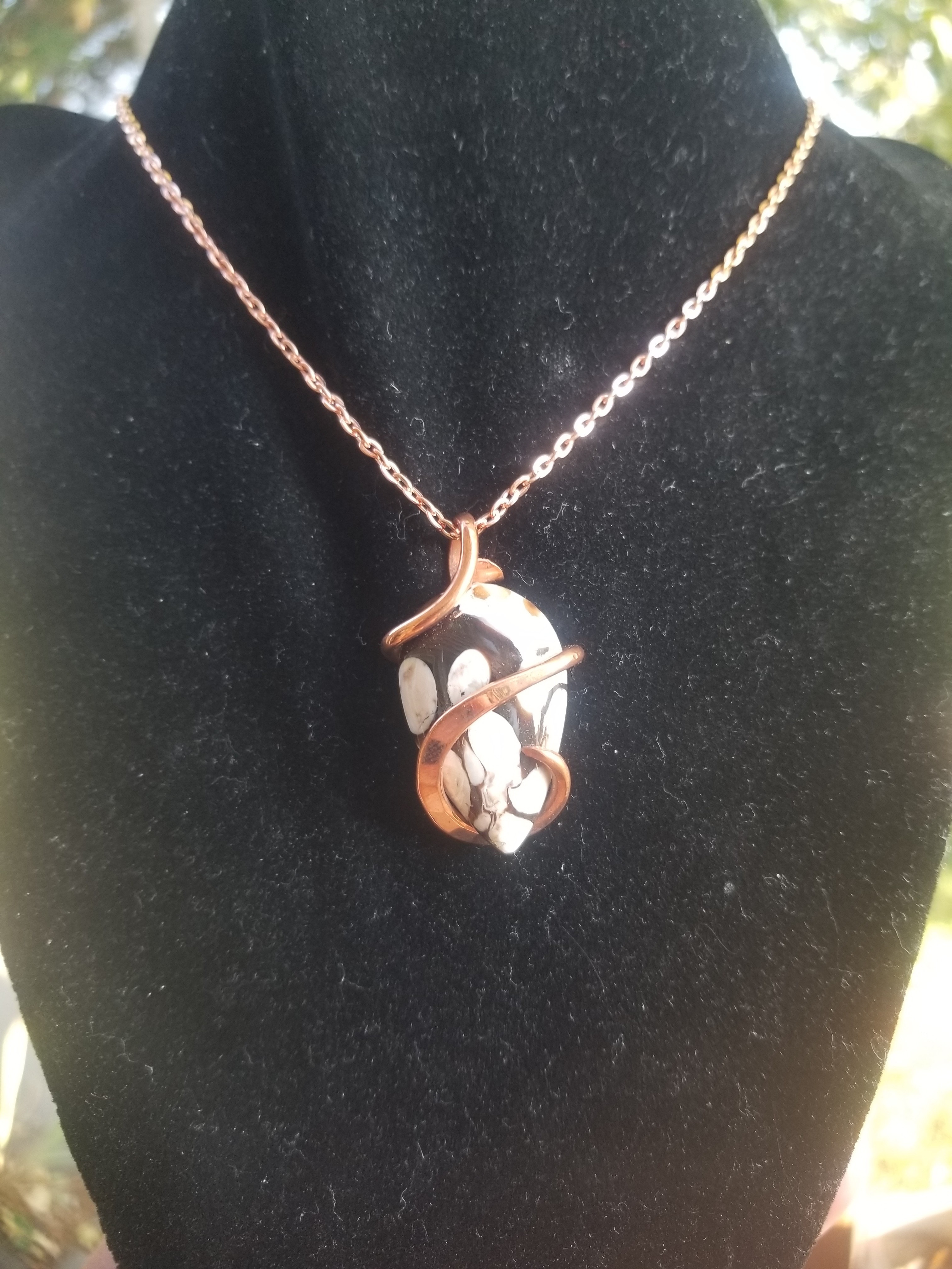Beautiful Petrified Peanut Wood Pendant Hand Crafted Local Artisan Unique Copper Wrap