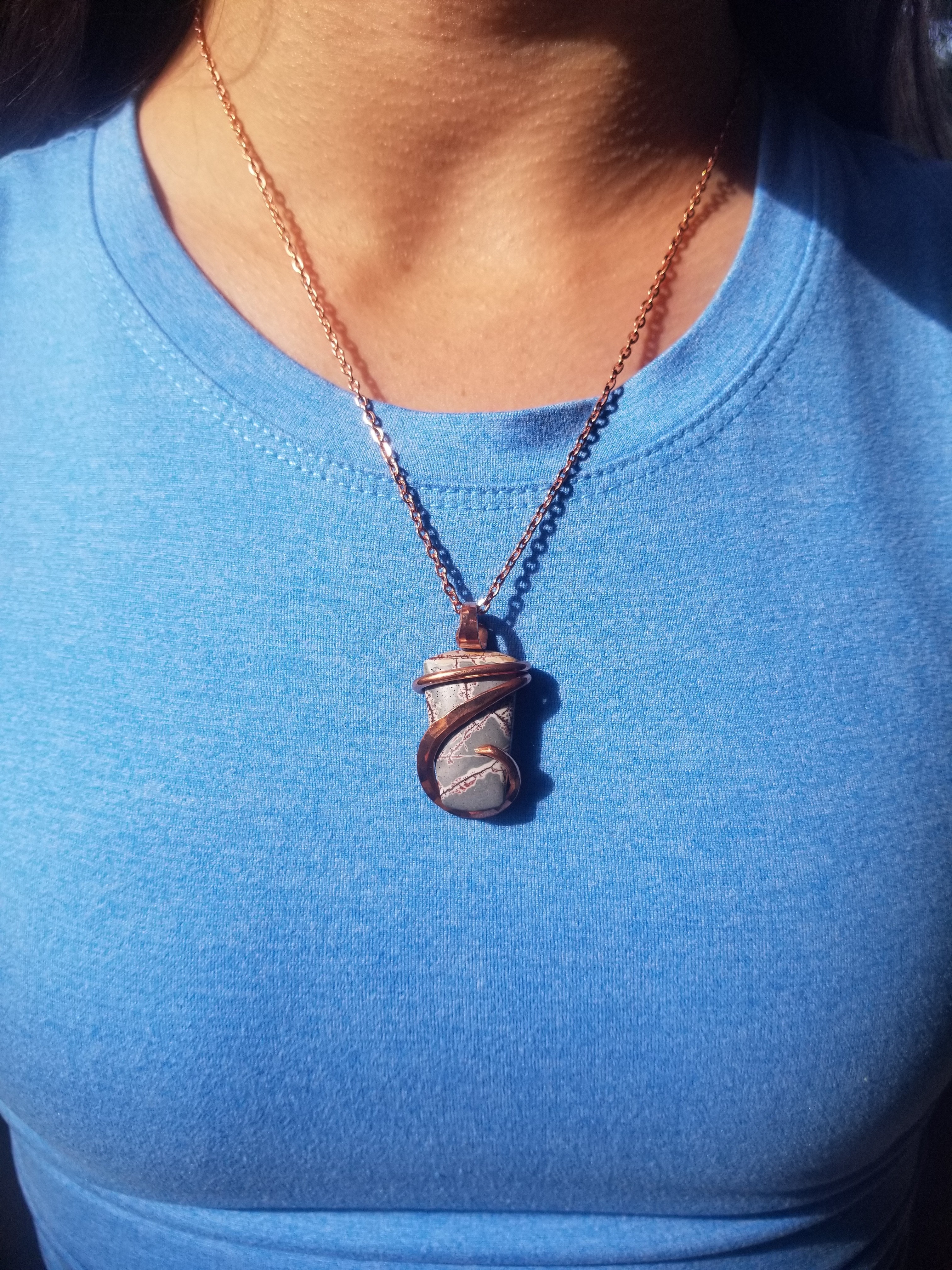 Beautiful Sonoran Dendritic Rhyolite Pendant Hand Crafted Local Artisan Unique Copper Wrap