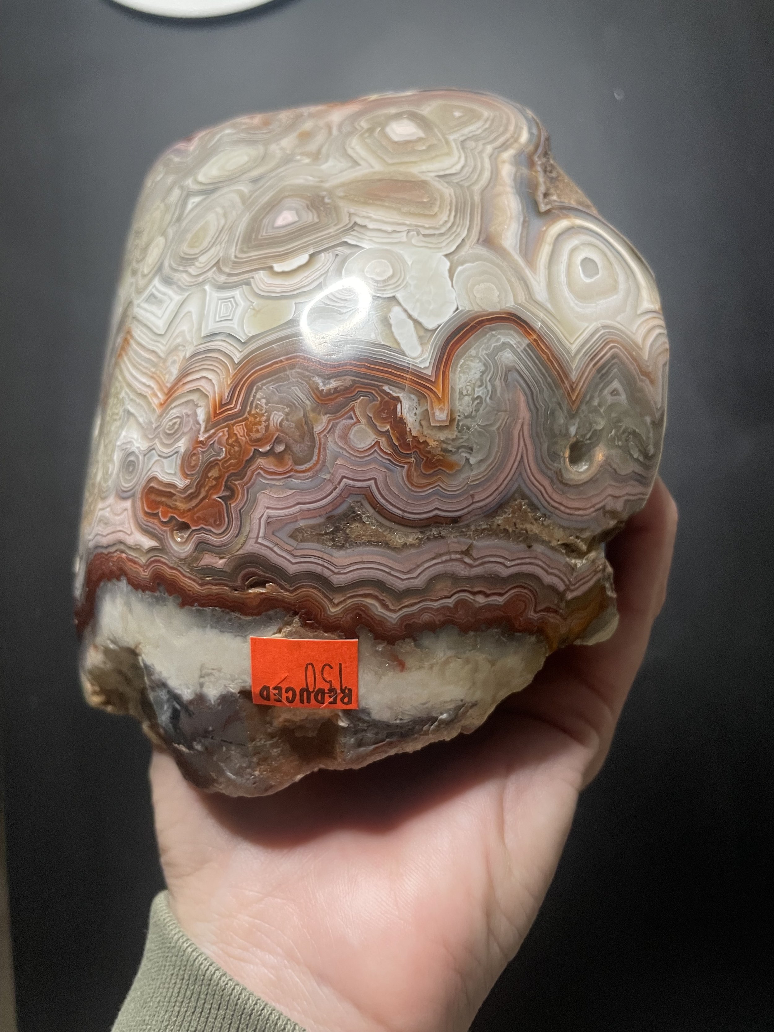 Great Freeform Polished Red and Pink Crazy Banded Lace Agate Specimen 3+Lb - "Mexican Crazy Lace"