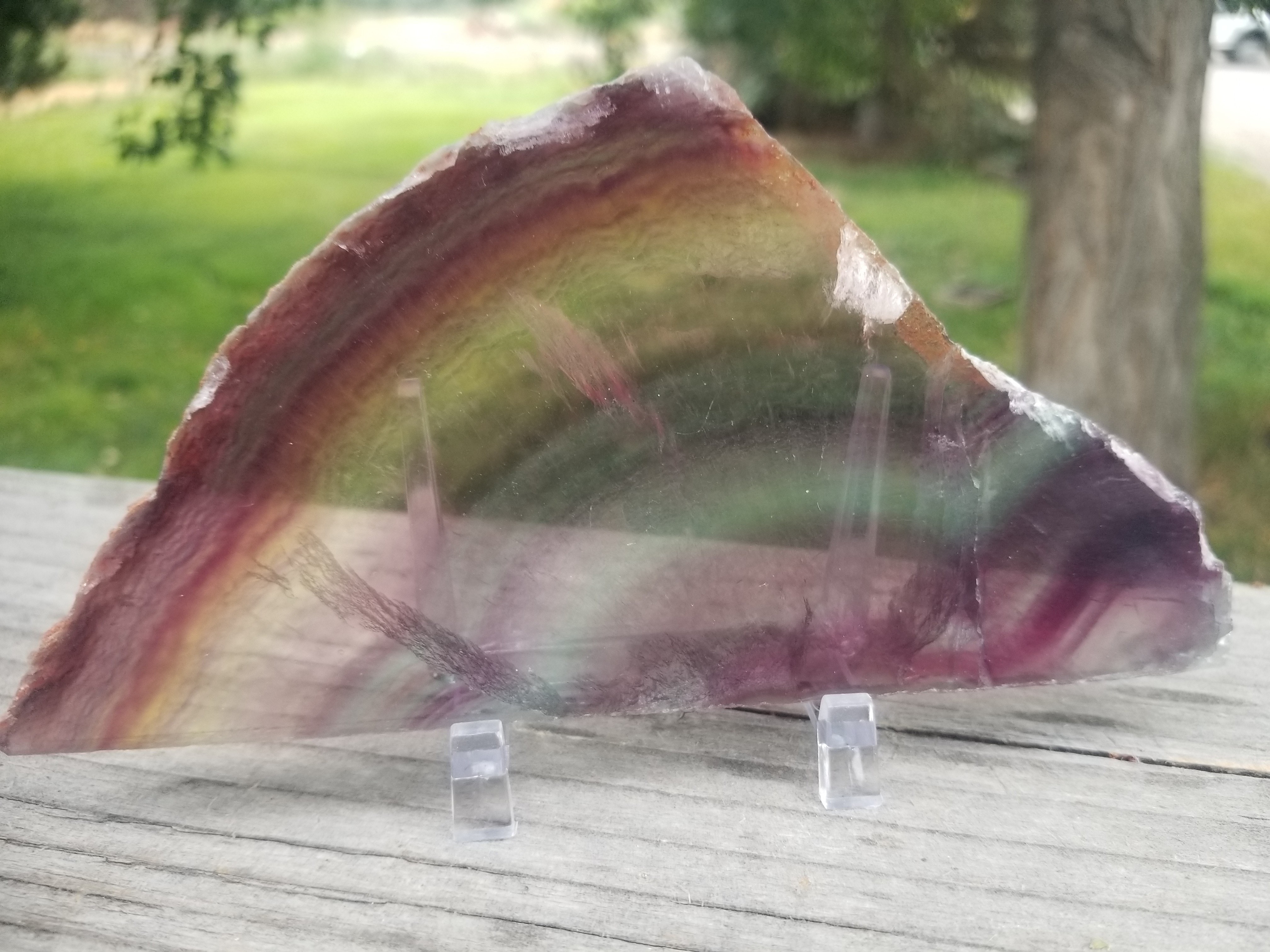 Incredible Fluorite Polished Slab Specimen Translucent Banded Multicolor 9.9oz
