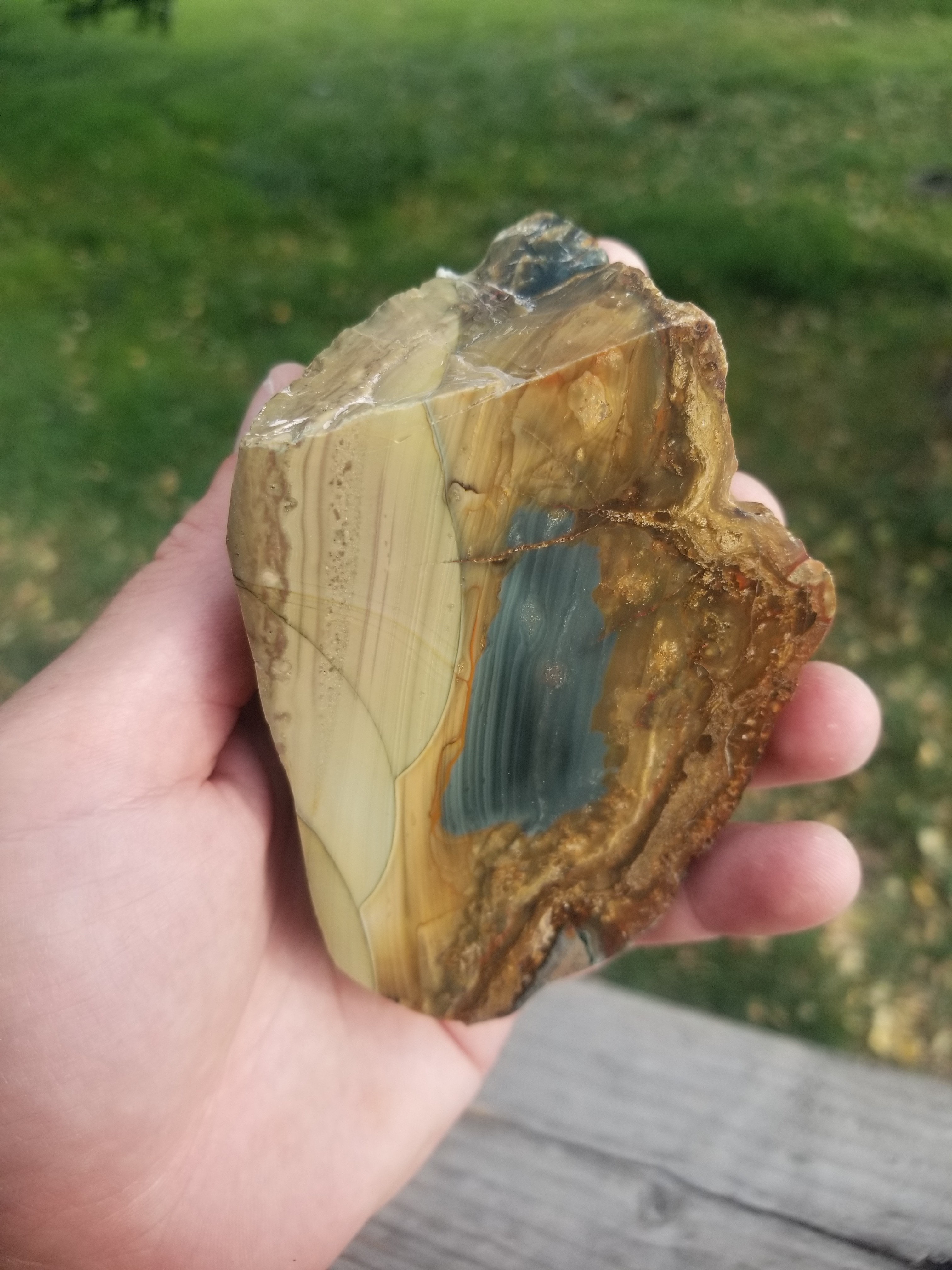 Beautiful Scenic Blue Mountain Orbed Jasper Polished End Cut Specimen Orbs Multicolor 1Lb view 5