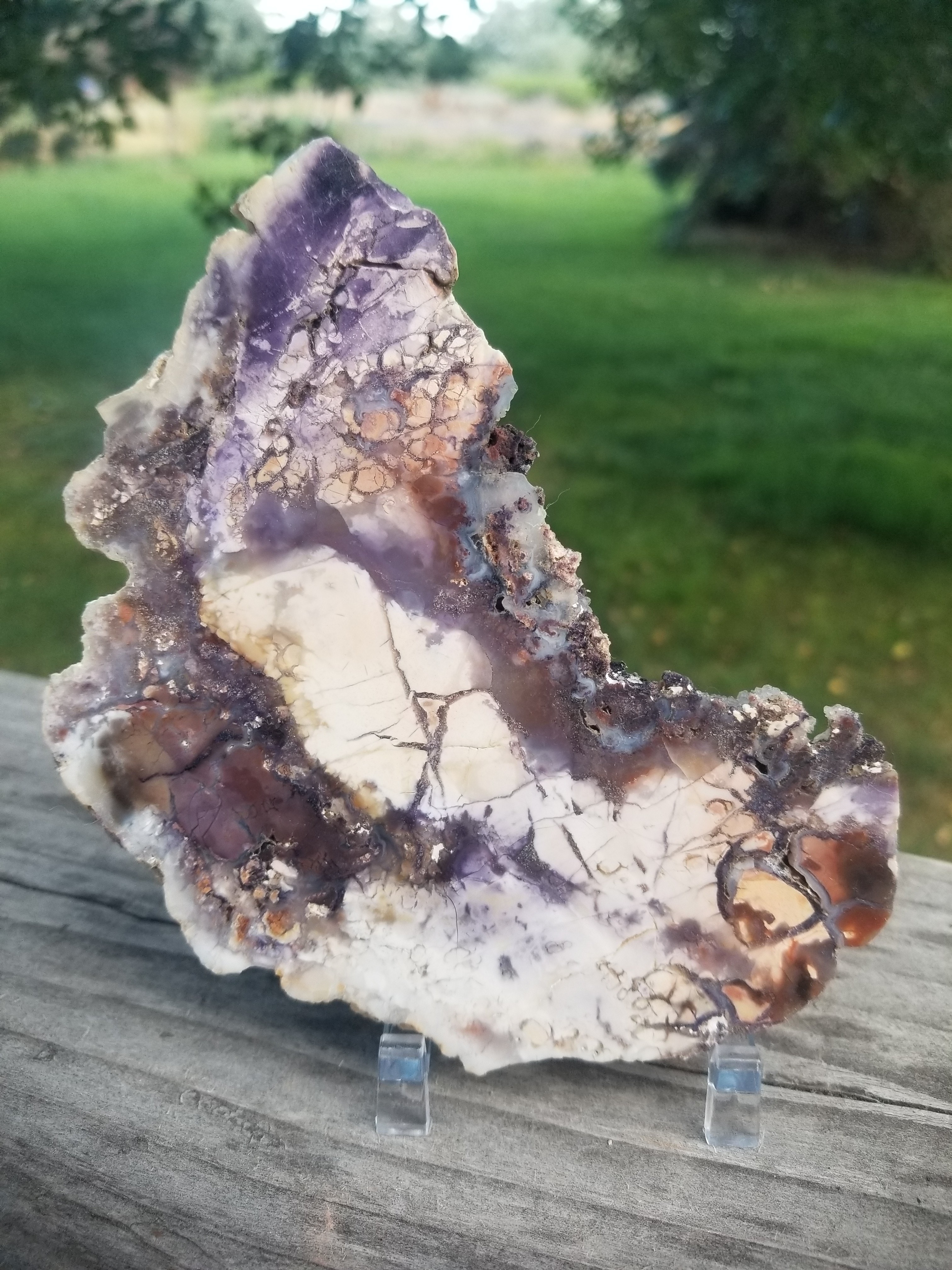 Nice Brecciated Tiffany Stone Polished Slab w/Felt Backer - Bertrandite