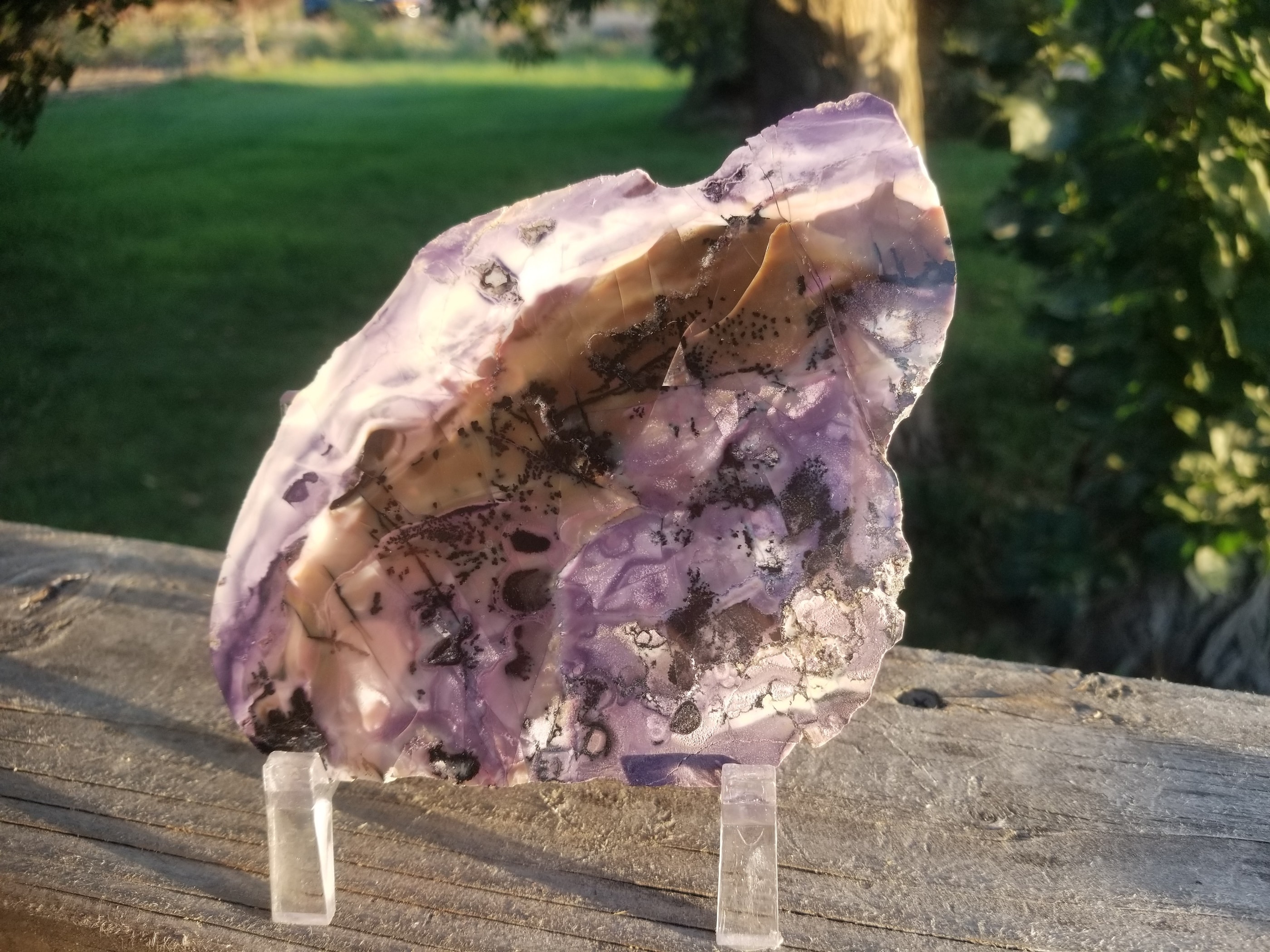 Nice Brecciated Tiffany Stone Polished Slab w/Felt Backer - Bertrandite