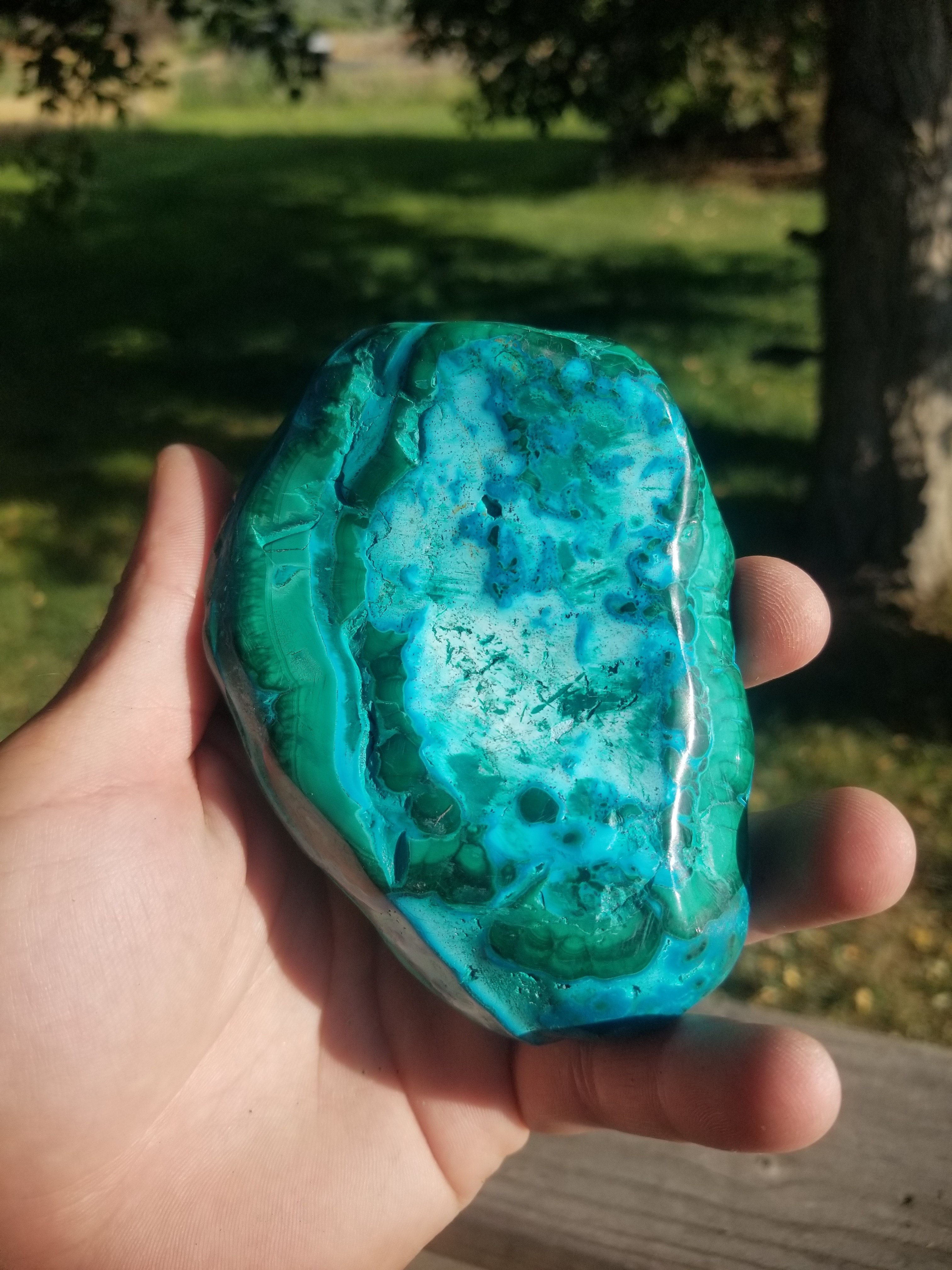 Nice Freeform Polished Azurite/Malachite Specimen Natural Patterns Colors Botryoidals 1+Lb