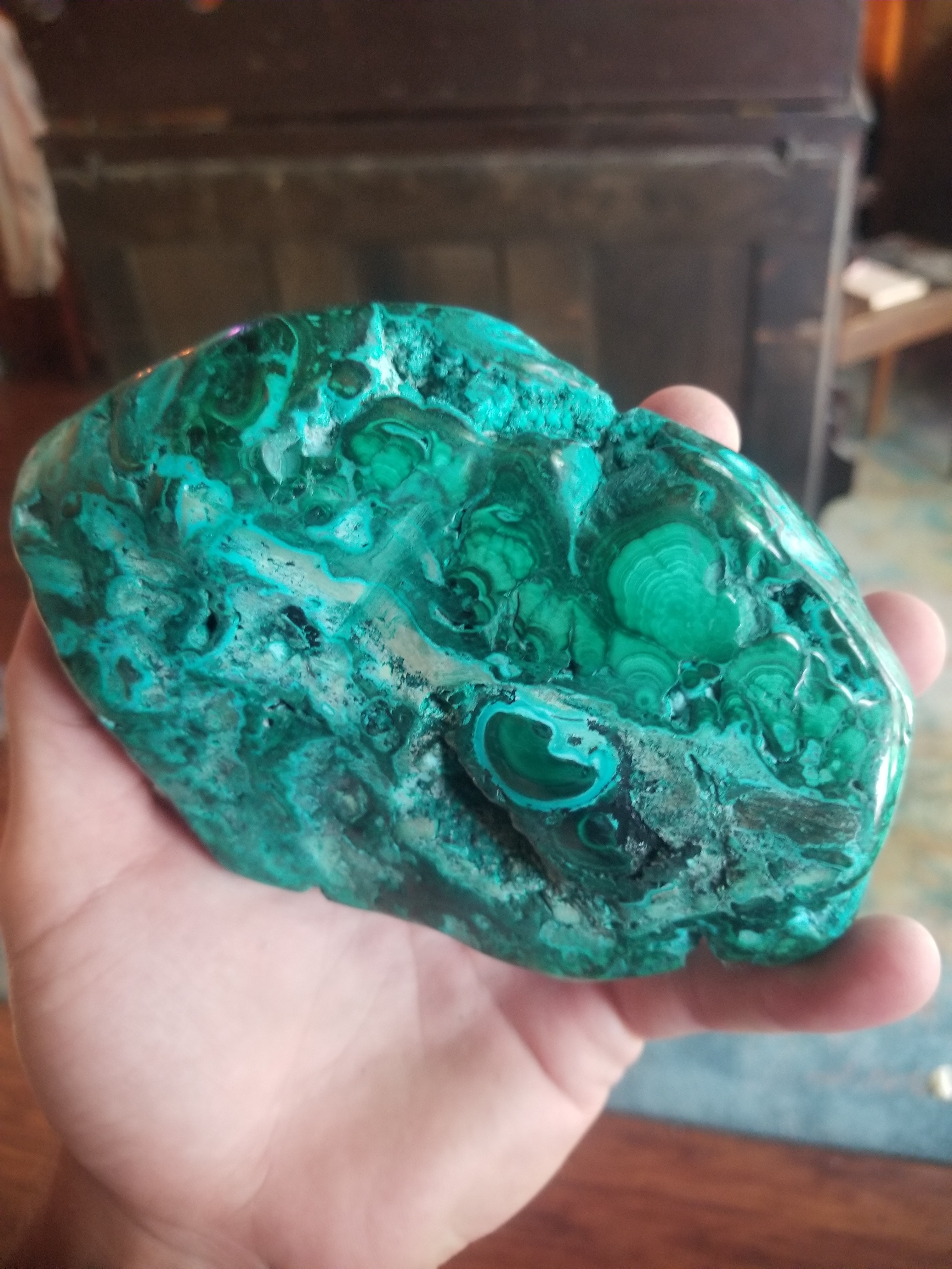 Nice Freeform Polished Azurite/Malachite Specimen Natural Patterns Colors Botryoidals 2Lb