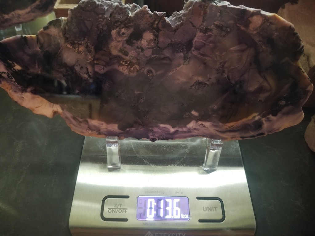 Nice Large Brecciated Tiffany Stone Polished Slab Deep Purples w/Felt Backer - Bertrandite