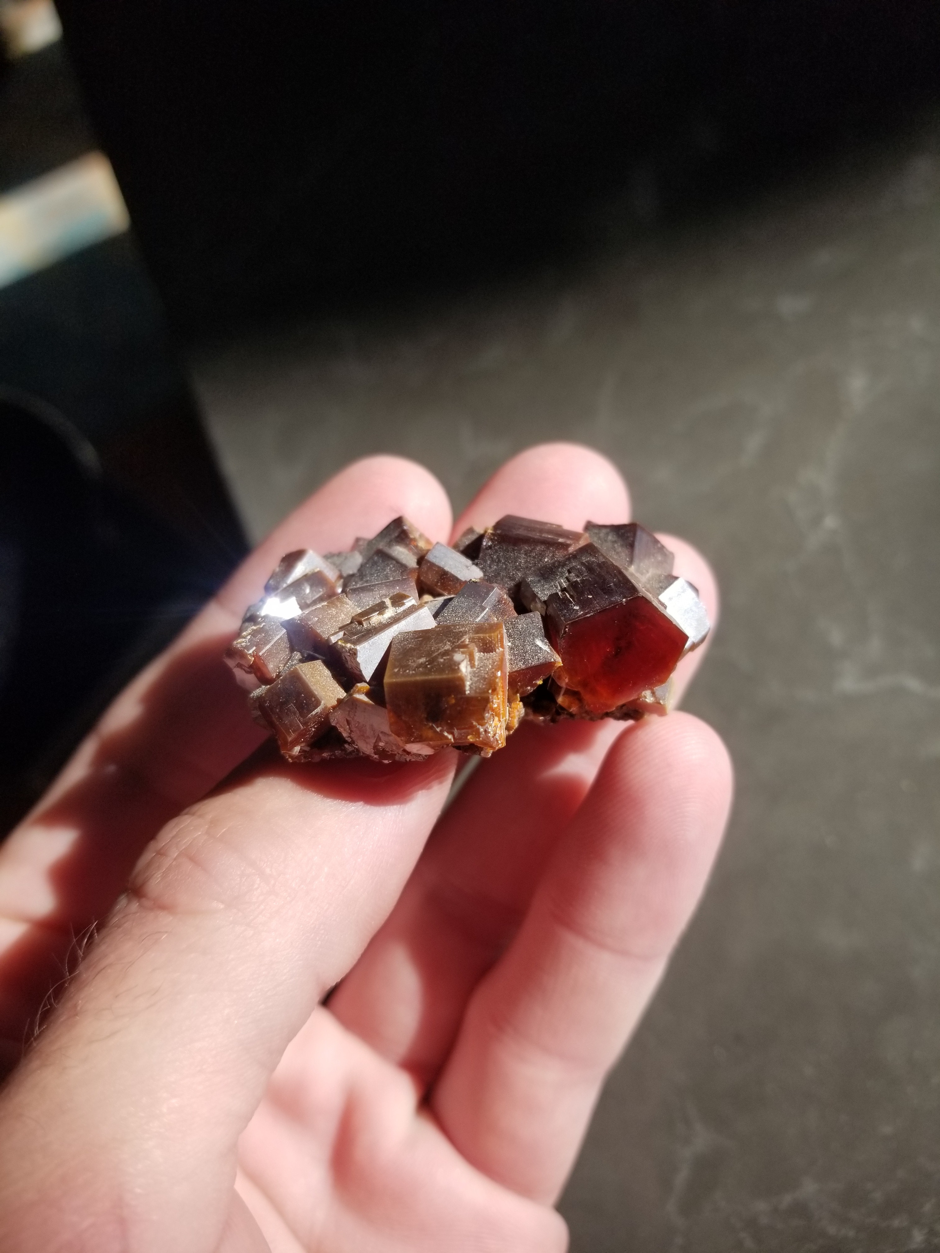 Nice Rare Red Vanadinite Hexagonal Crystal Cluster Lot 110g Old Collect Display Faceting