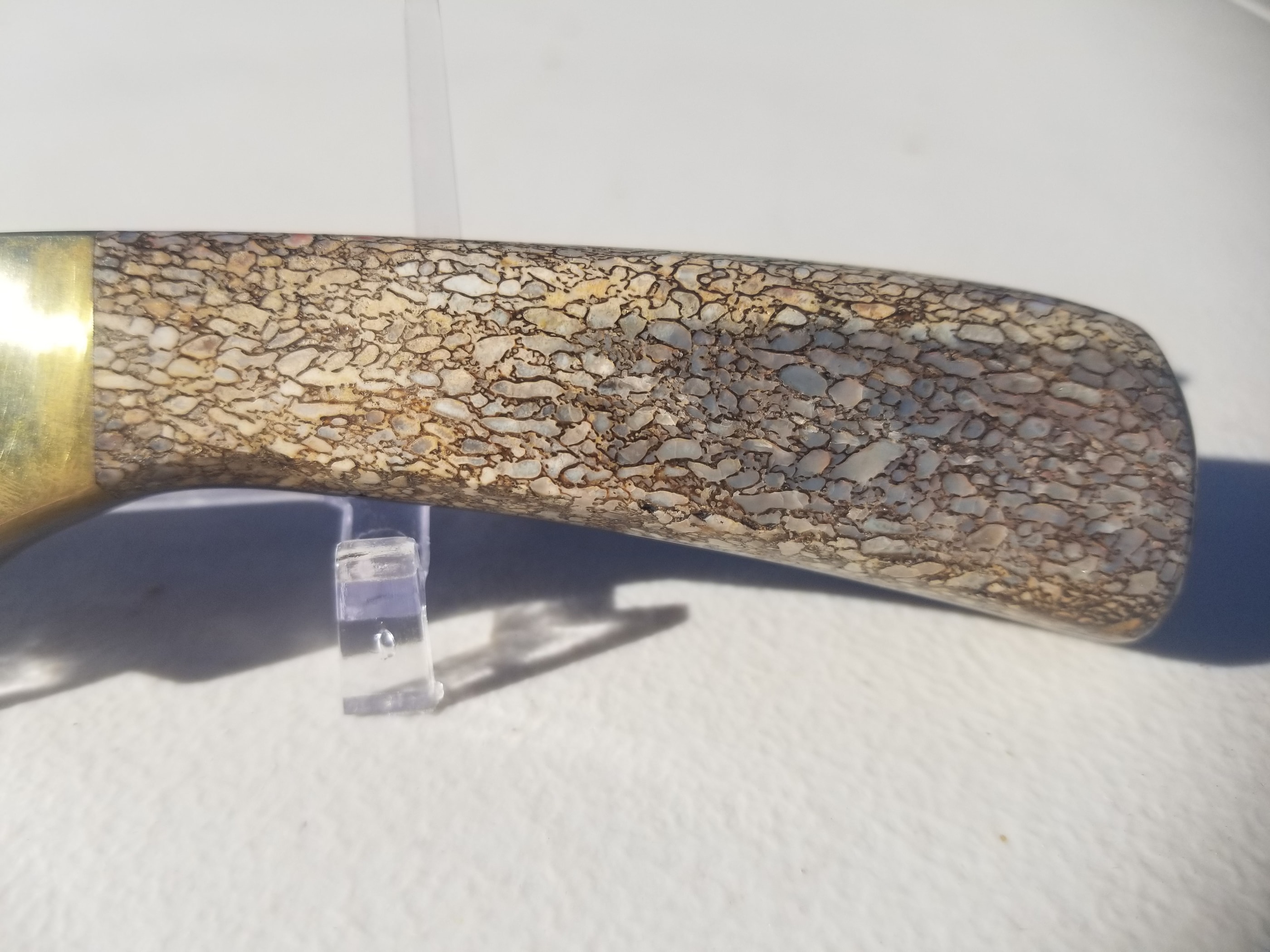 Awesome Dinosaur Gem Bone Handle Fixed Hunting Knife - 5" Blade x 4.75" Handle