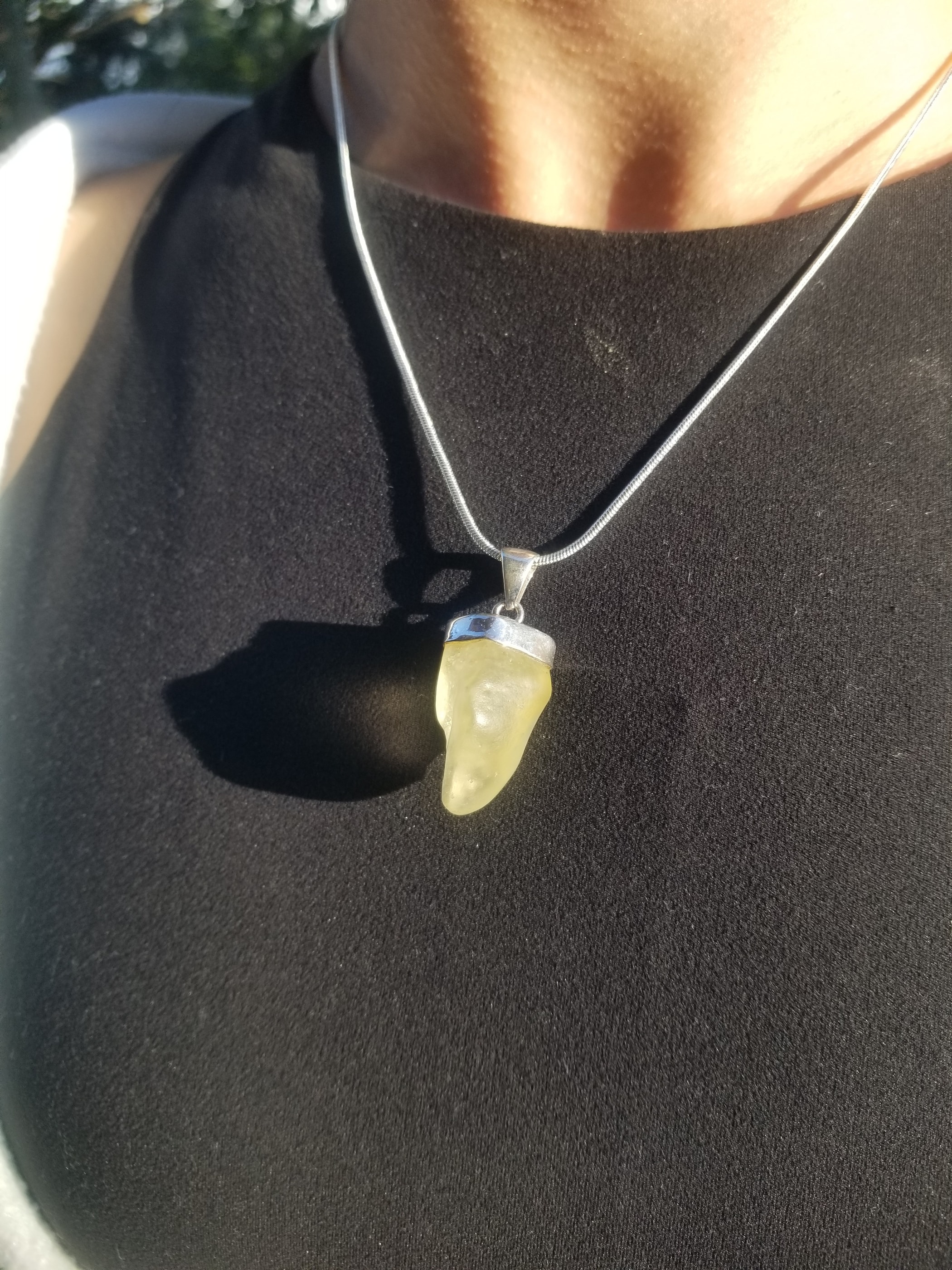Rare Libyan Desert Glass Sterling Silver Pendant Natural Sahara Meteorite Impact