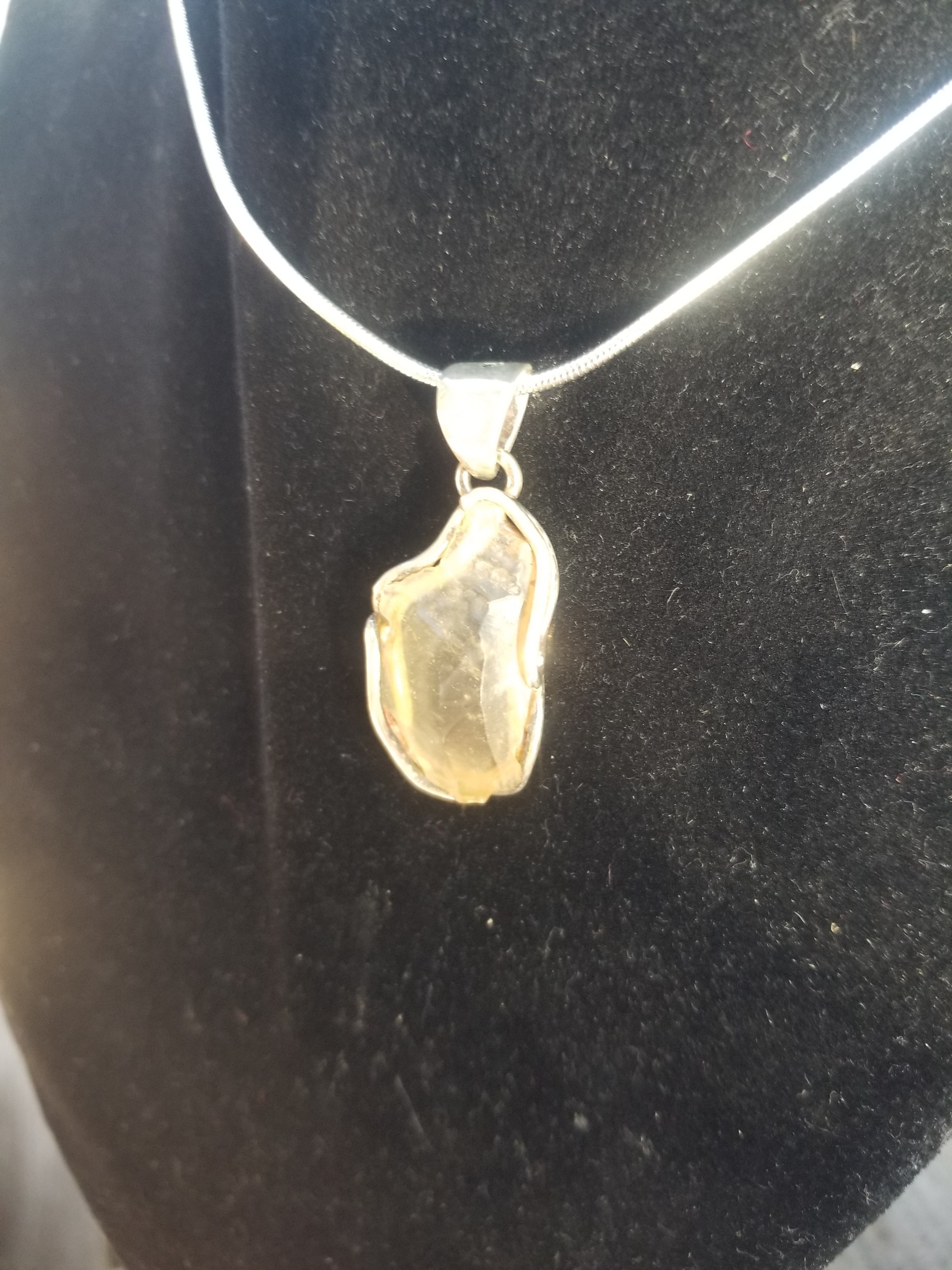 Rare Libyan Desert Glass Sterling Silver Artisan Pendant Natural Sahara Meteorite Impact