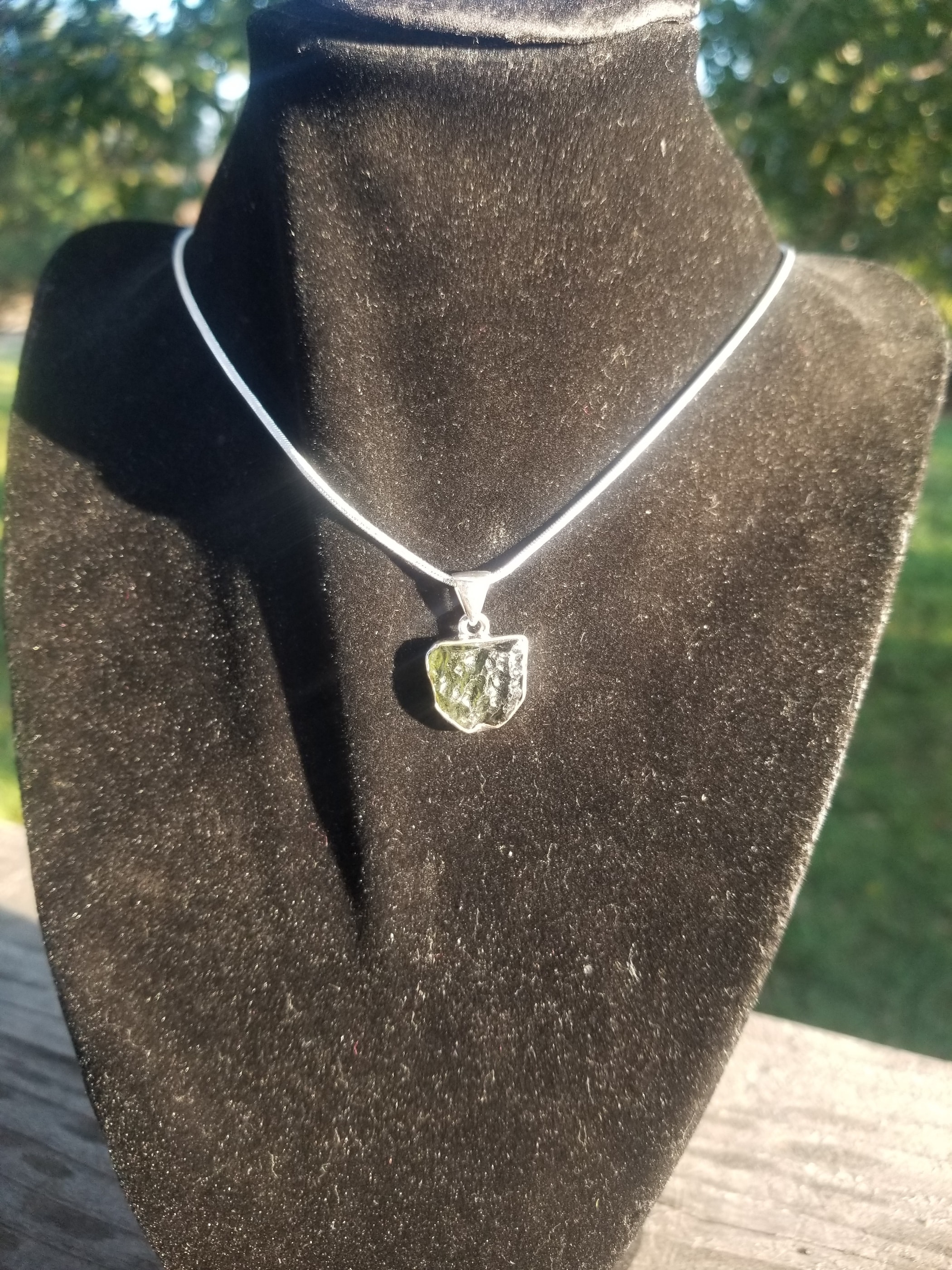 Rare Moldavite Sterling Silver Pendant Natural Formation Meteorite Impact Germany Copy