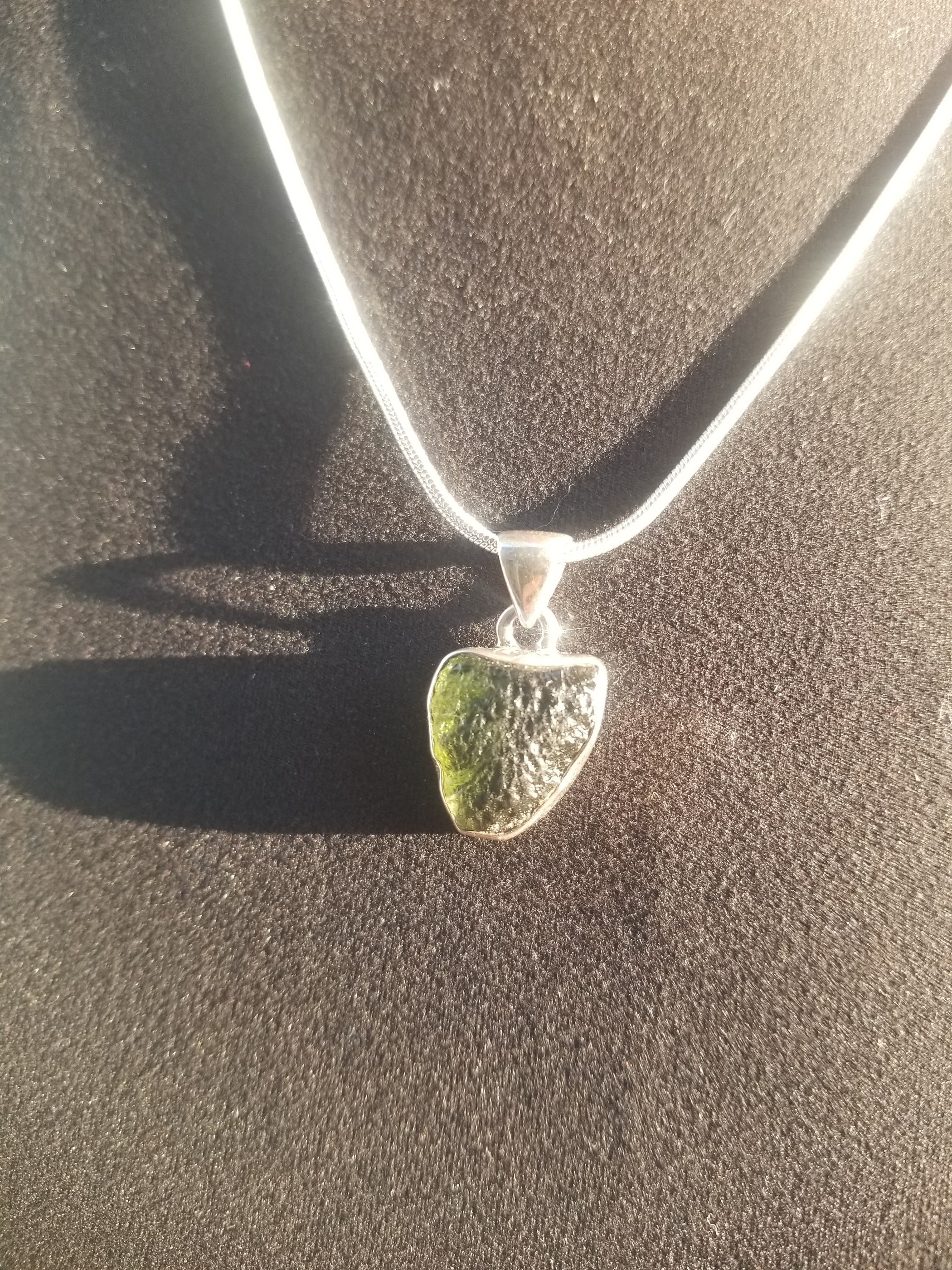 Rare Moldavite Sterling Silver Pendant Natural Formation Meteorite Impact Germany Copy
