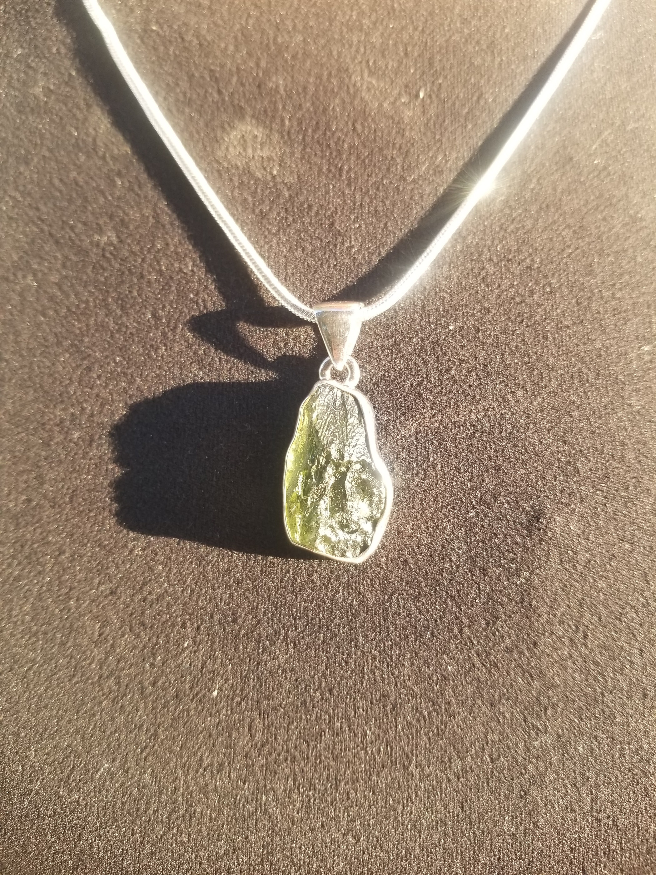 Rare Moldavite Sterling Silver Pendant Natural Formation Meteorite Impact Germany