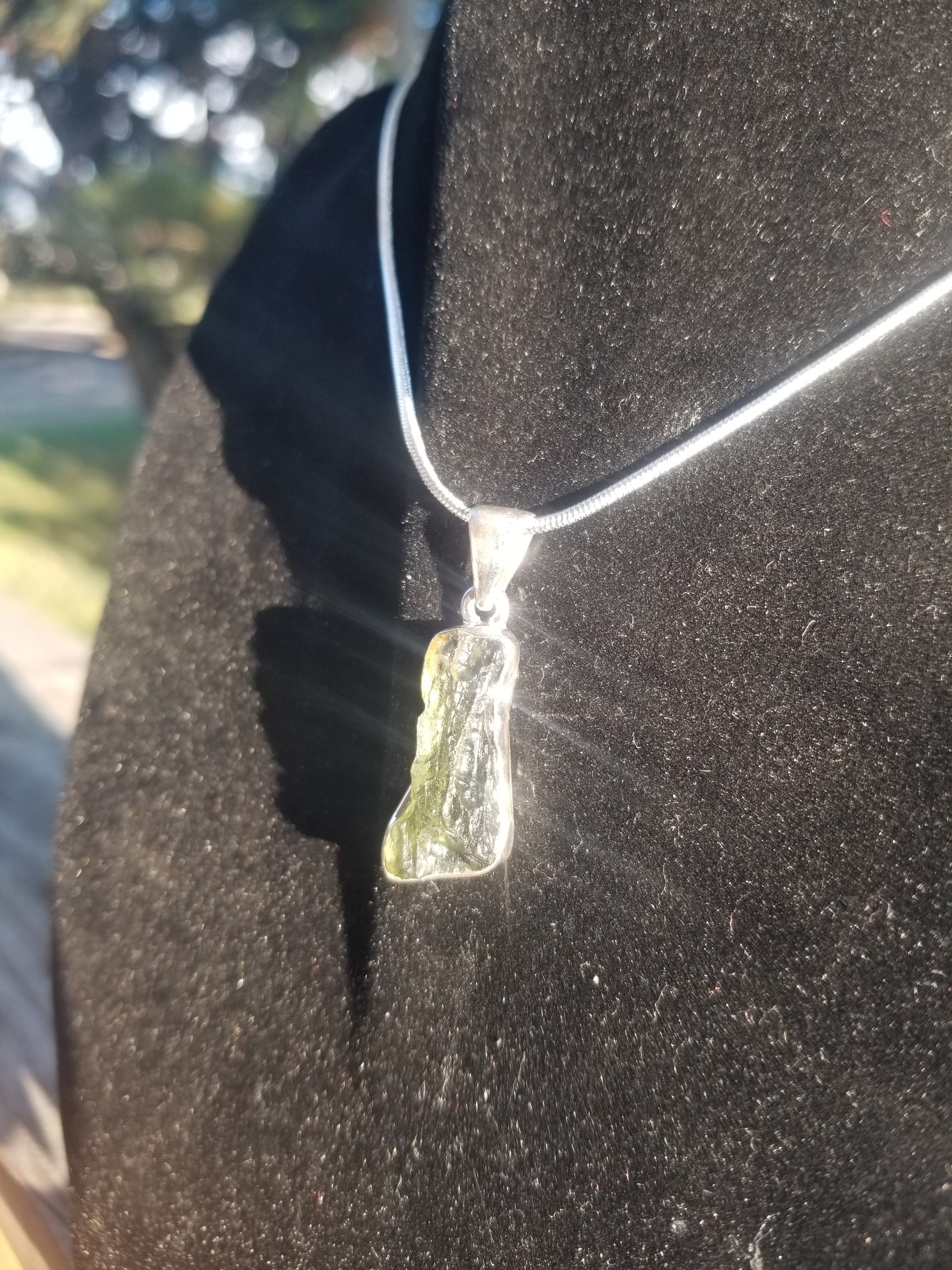 Rare Moldavite Sterling Silver Pendant Natural Formation Meteorite Impact Germany Copy