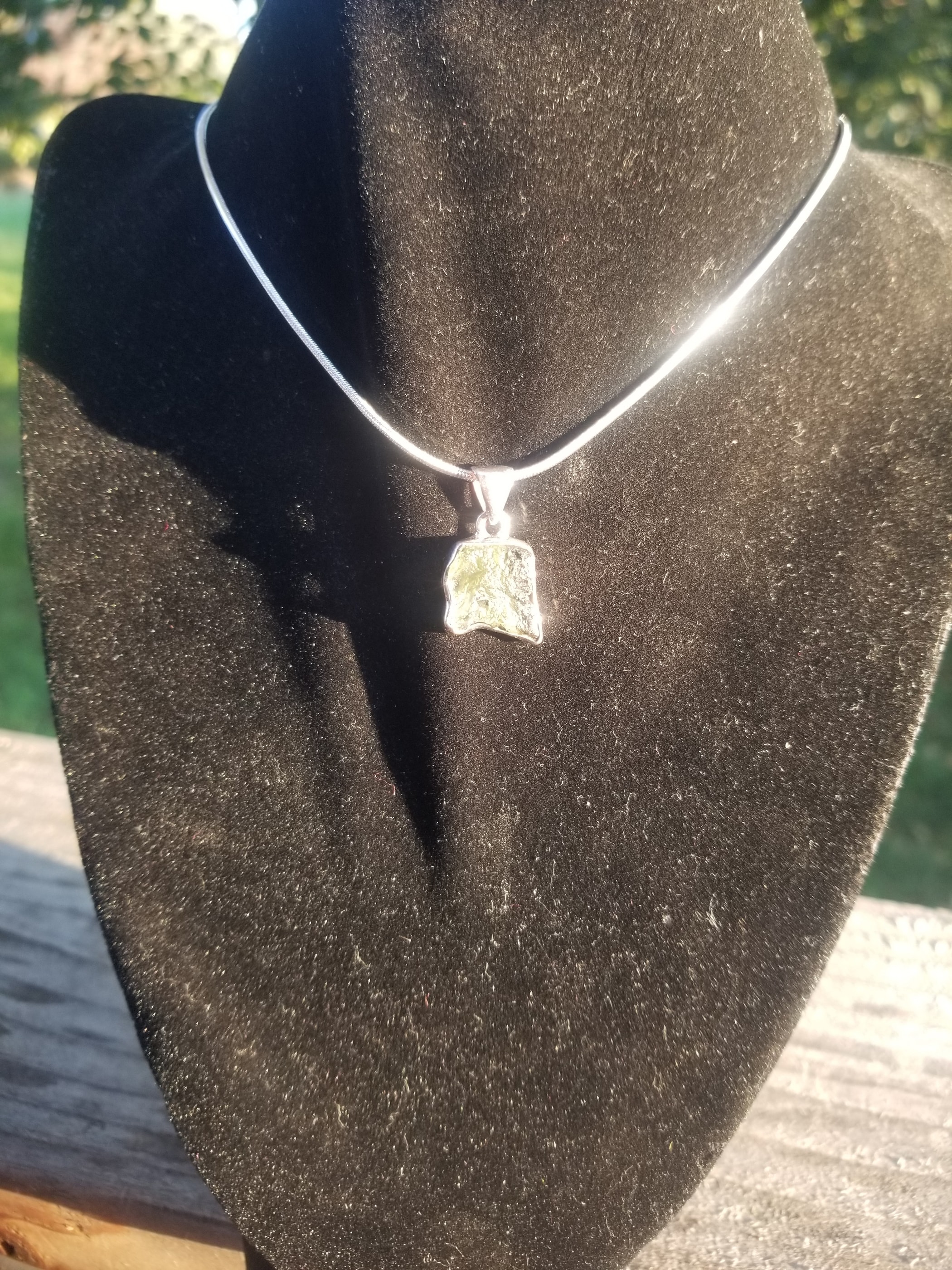 Rare Moldavite Sterling Silver Pendant Natural Formation Meteorite Impact Germany