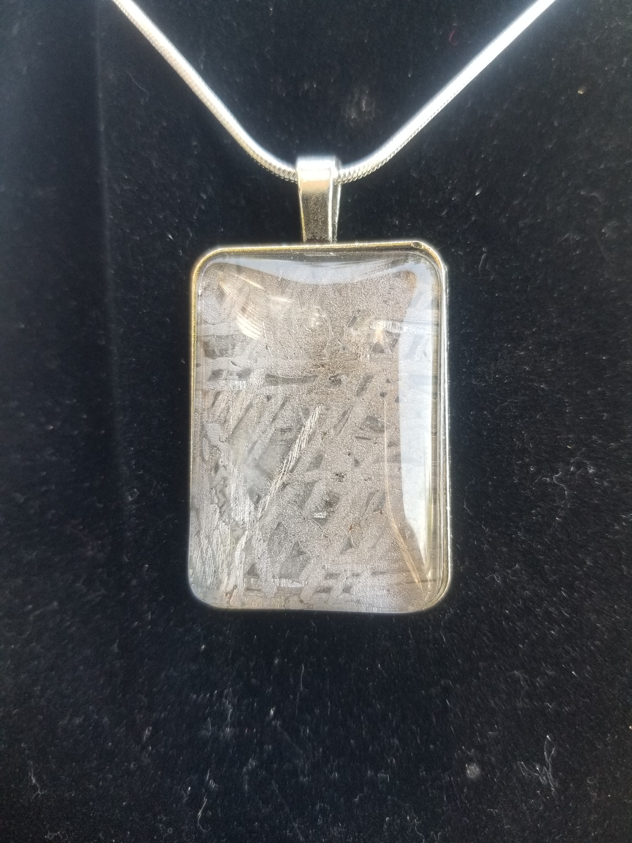 Unique Aletai Meteorite Sphere Presented in Sterling Silver Angel Wings Pendant - Widmanstätten Pattern