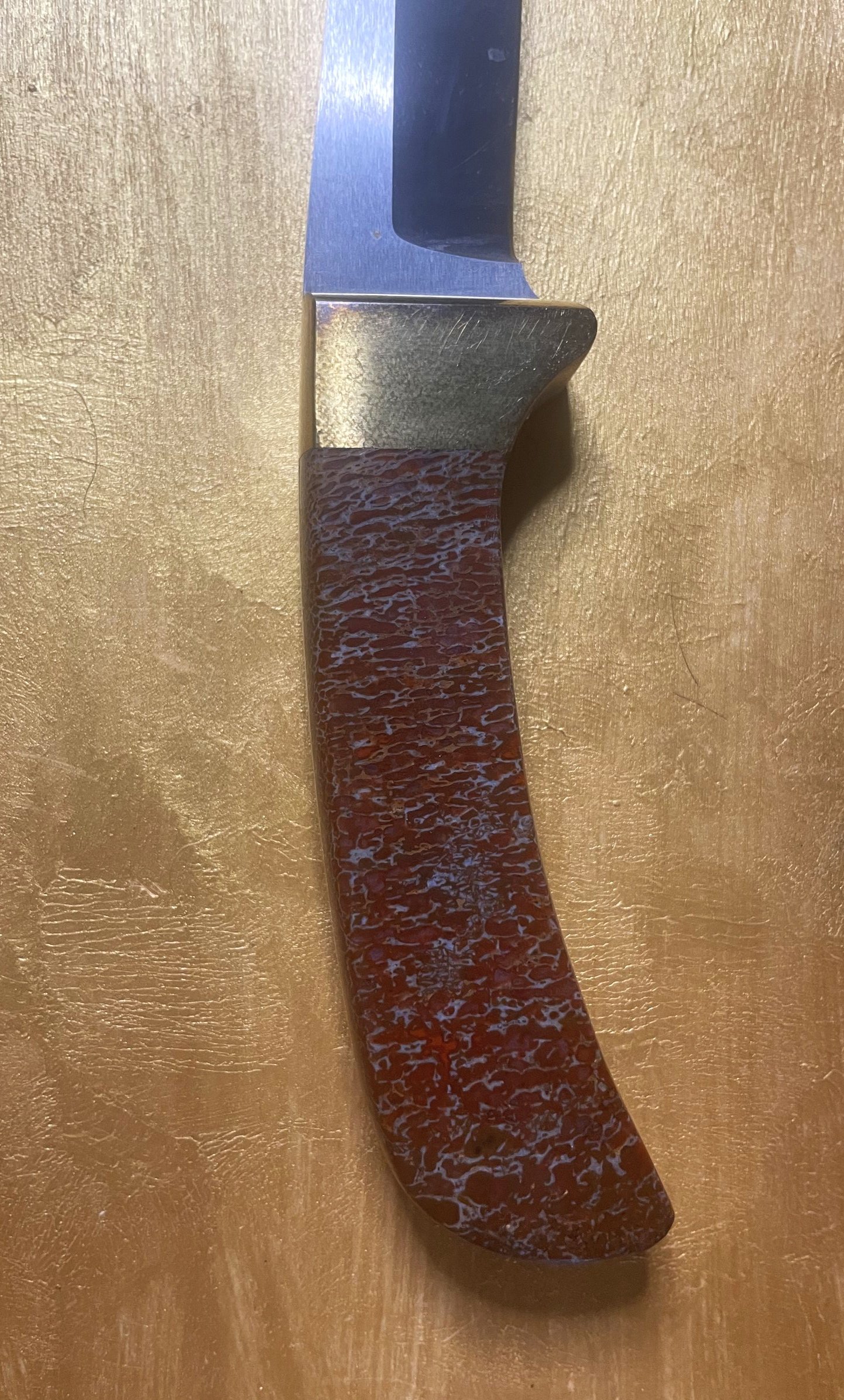 Awesome Dinosaur Gem Bone Handle Fixed Hunting Knife - 5" Blade x 4.75" Handle