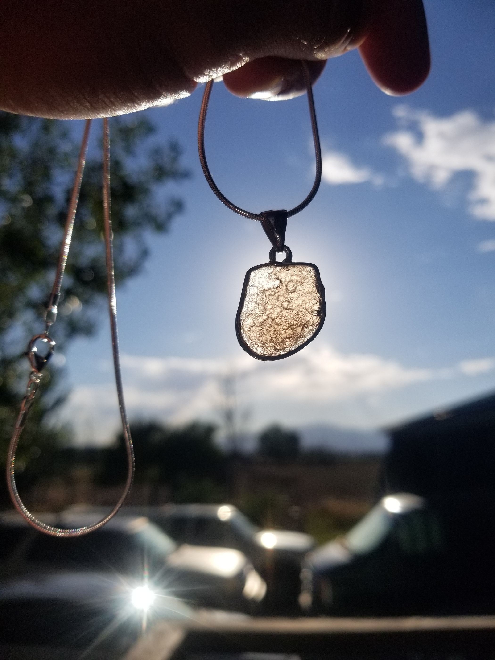 Tektite Sterling Silver Pendant - Molten Terrestrial Ejecta From Meteorite Impact