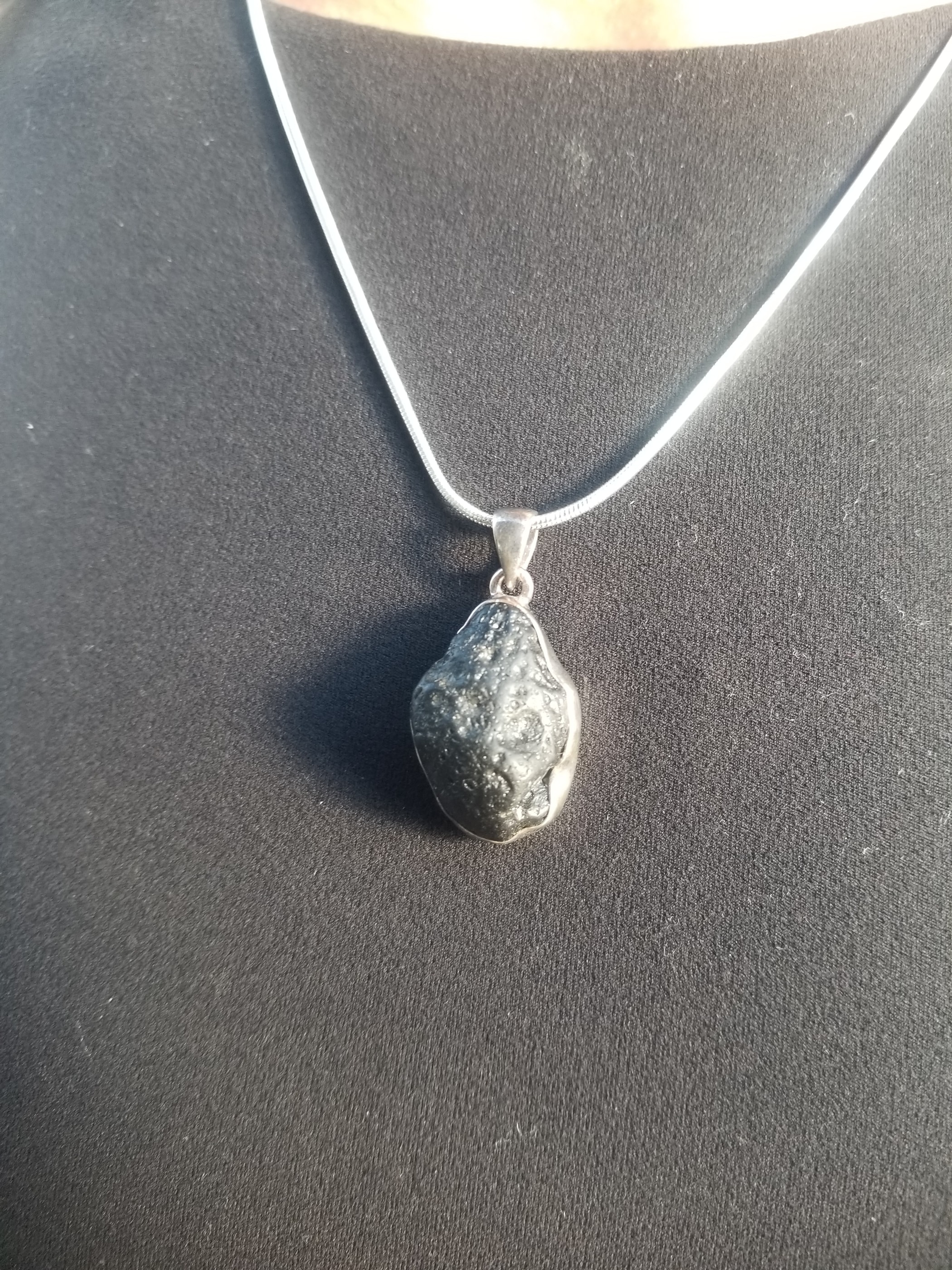 Tektite Sterling Silver Pendant - Molten Terrestrial Ejecta From Meteorite Impact