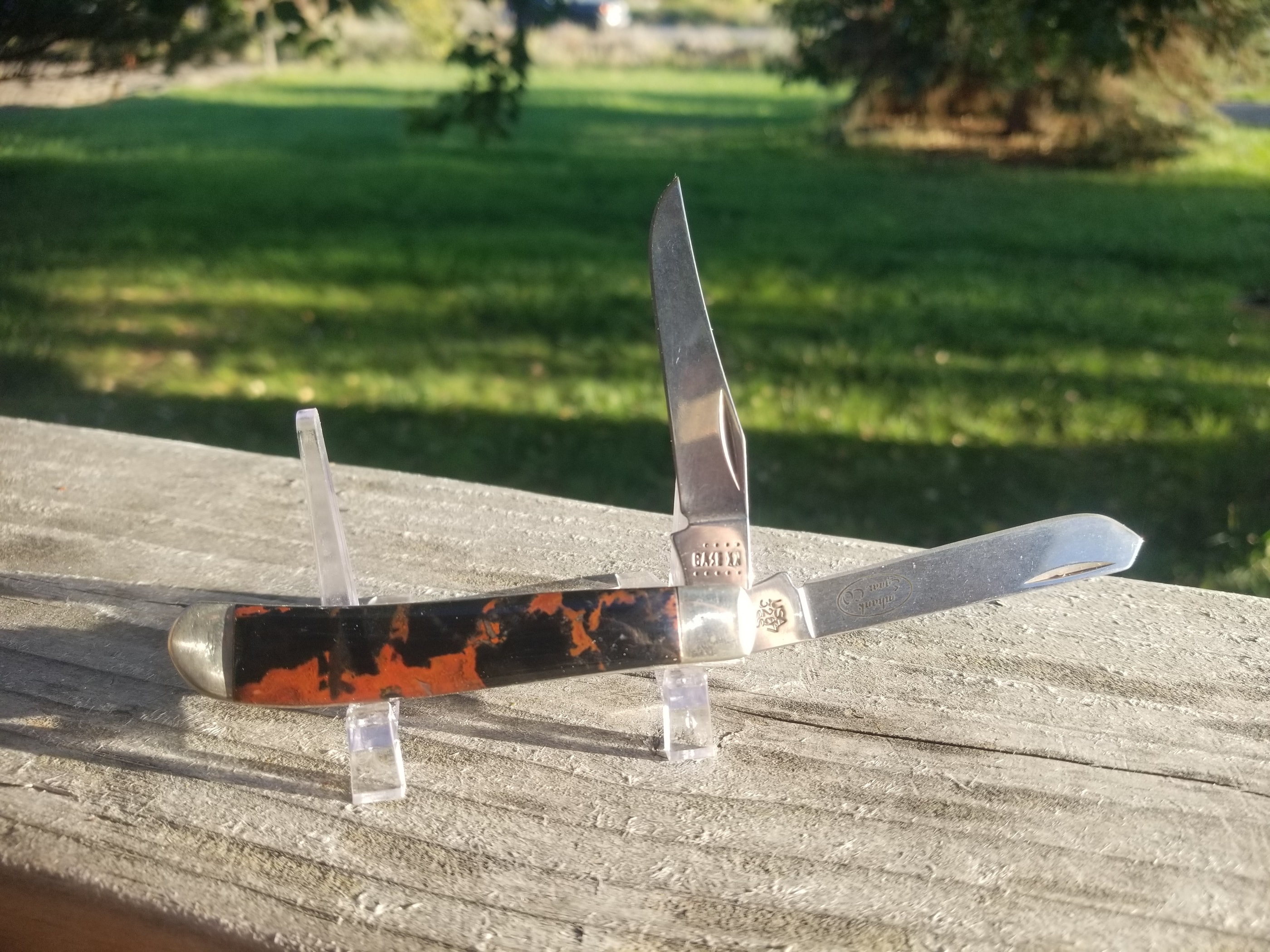 Unique Utah Jasper Handle Folding Utility Pocket Knife- 3.5” Handle