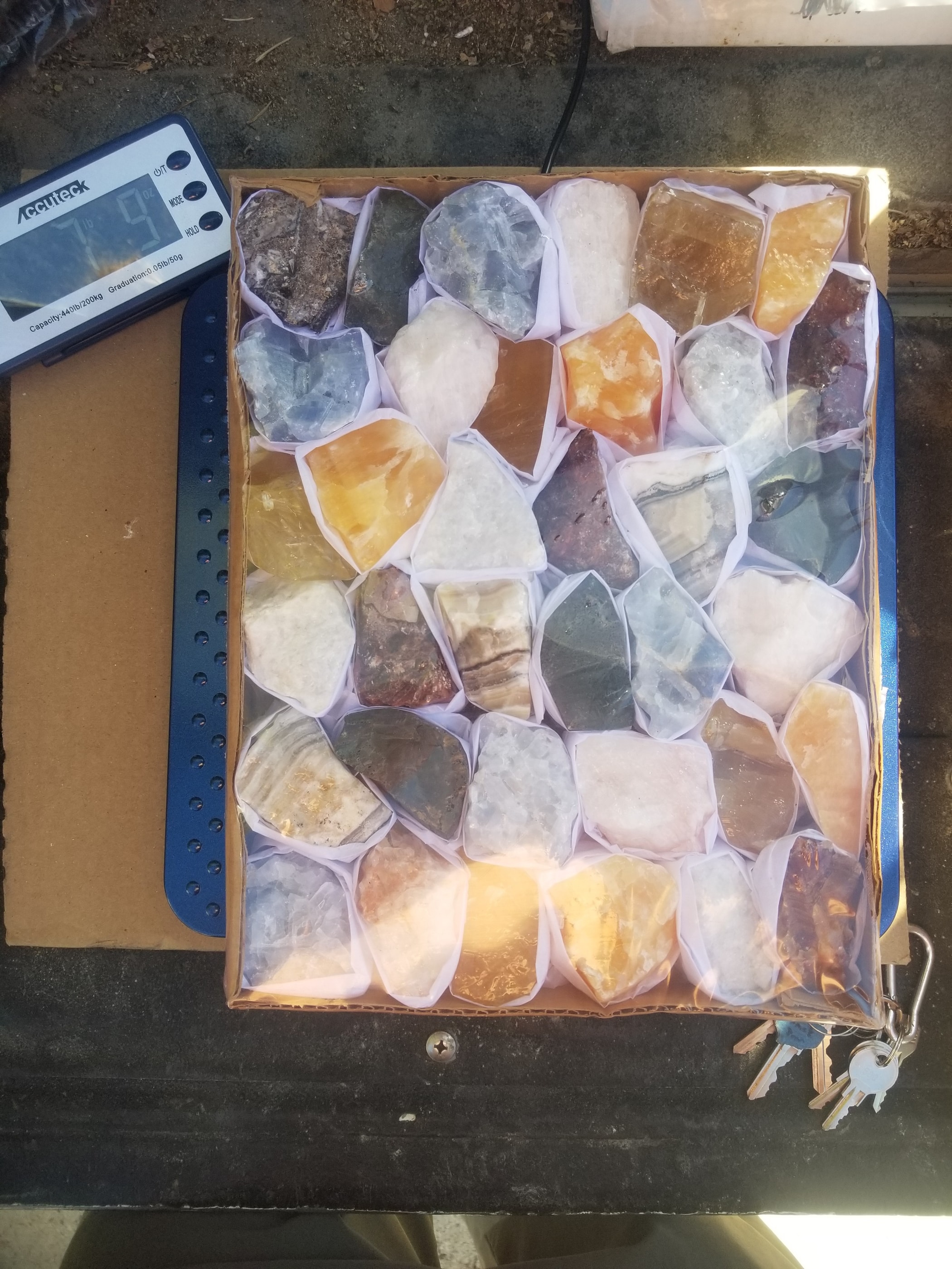 *Wholesale - Mixed Calcites Colorful Lots Large Flat 7.5Lb