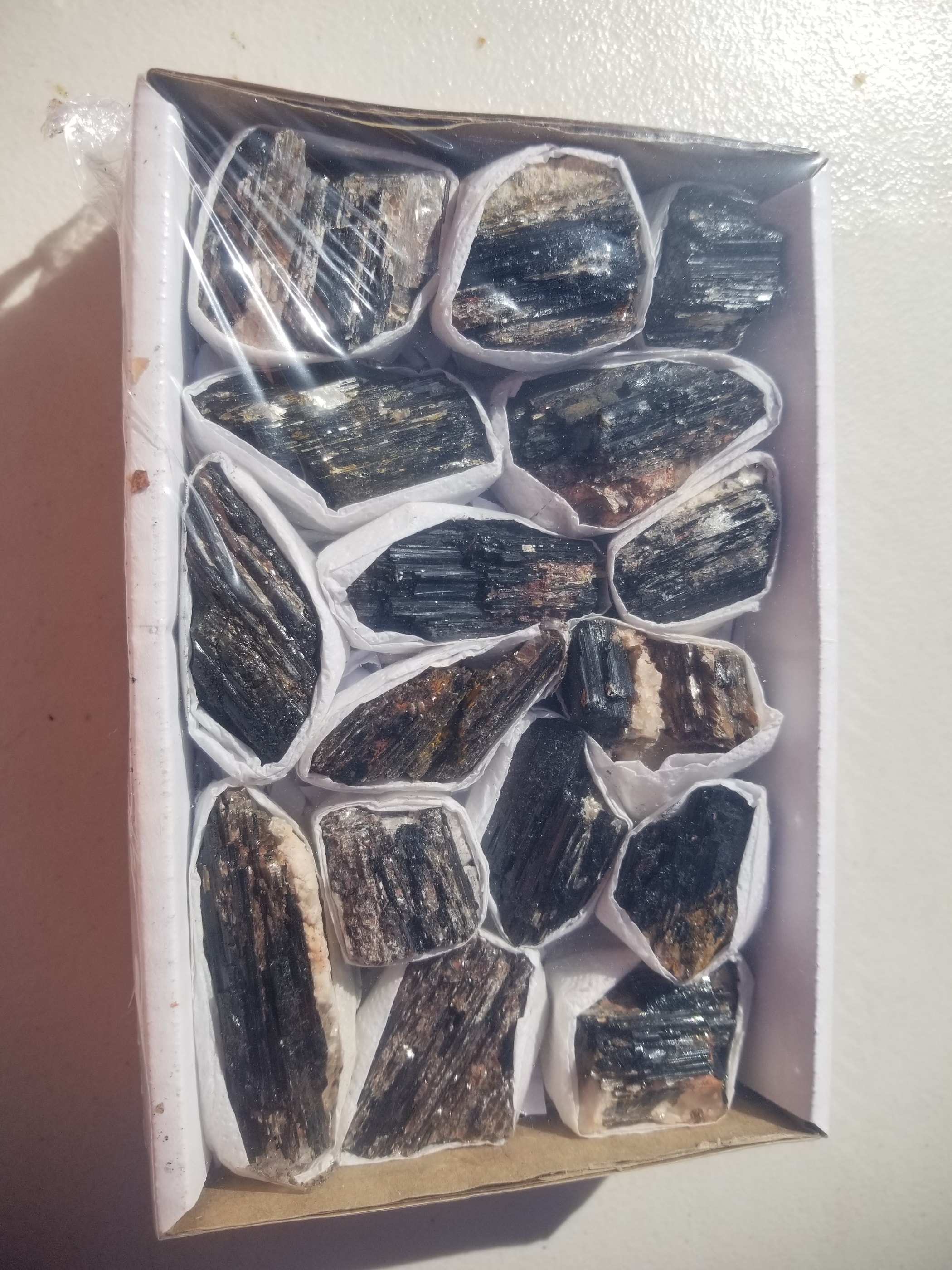 *Wholesale - Raw Black Tourmaline w/Mica Small Flat 1.5Lb