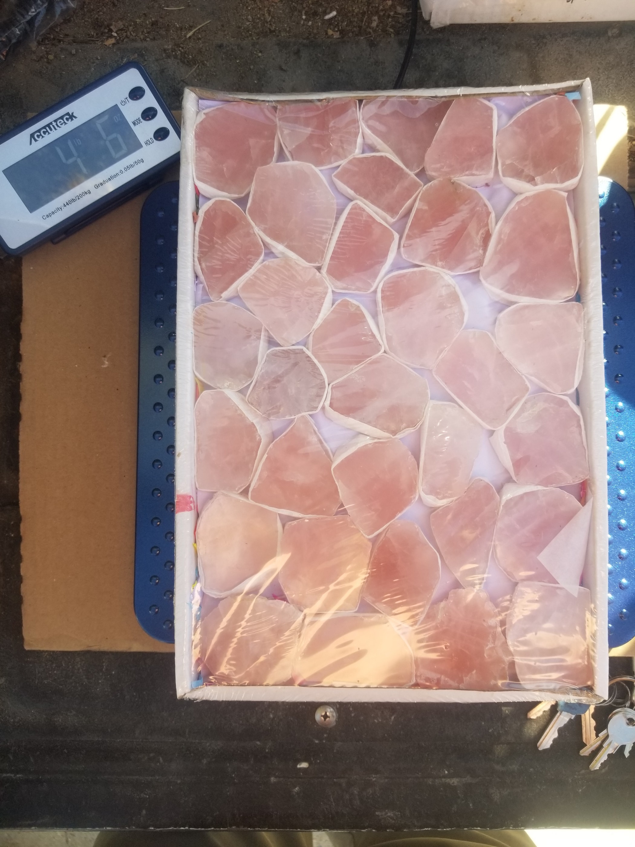 *Wholesale - Rose Quartz Face Polished Lot Large Flat 4.4Lb